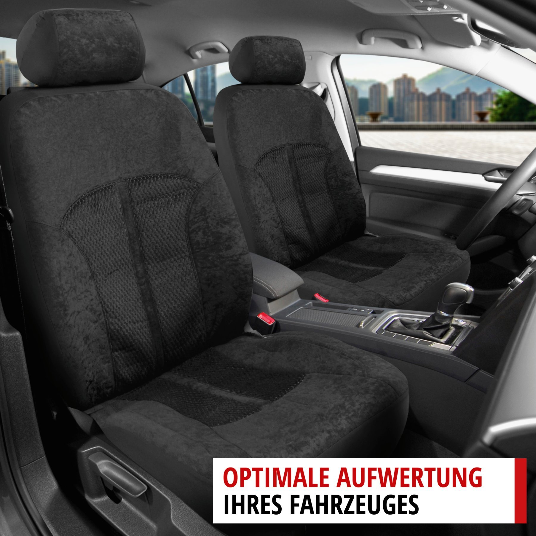 Autositzbezug ZIPP-IT Premium Velvet, PKW-Schonbezüge Komplettset mit Reißverschluss-System schwarz