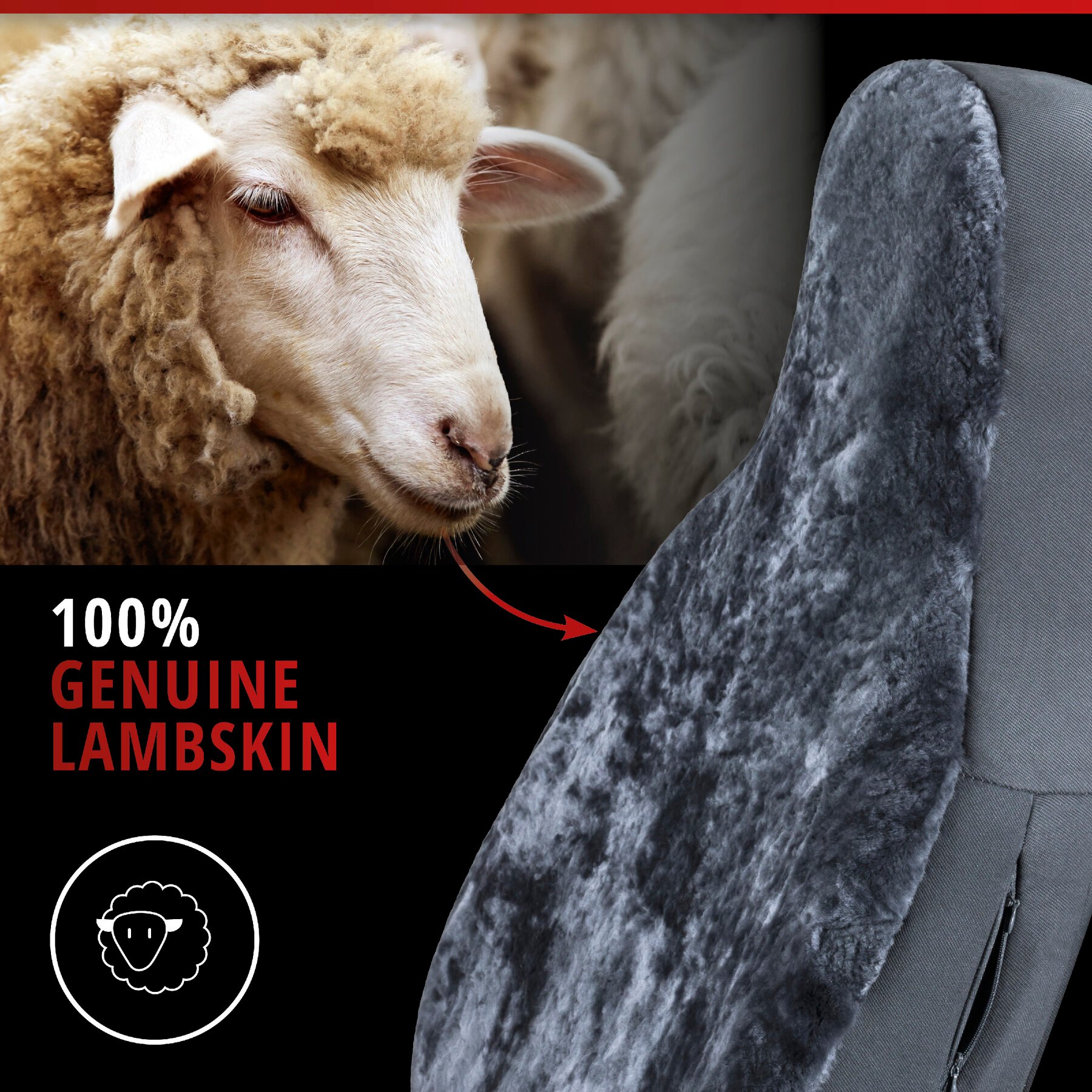 Car Seat cover Zoi made of lambskin Highback anthracite
