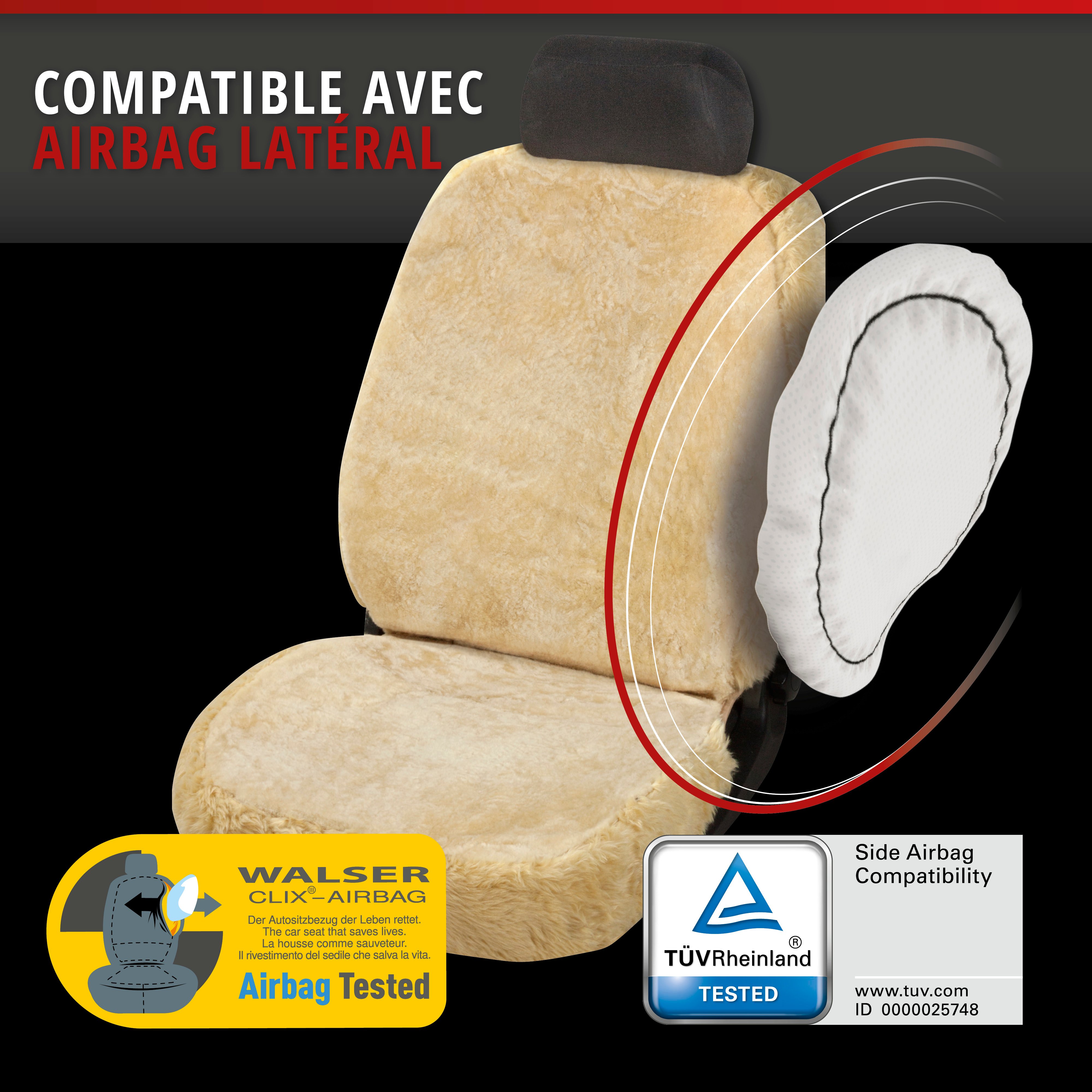 Housse de siège Nineve en agneau beige avec système informatique ZIPP