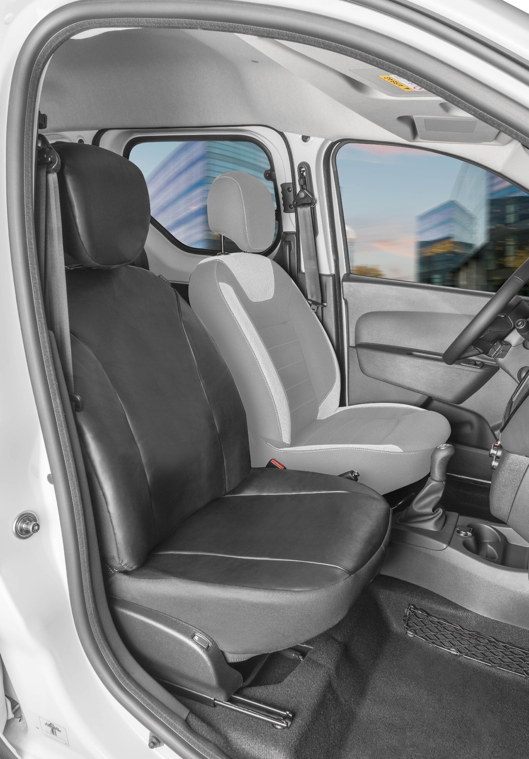 Autostoelhoes Transporter Fit Kunstleer antraciet geschikt voor Dacia Dokker, Enkele zetel Passagier