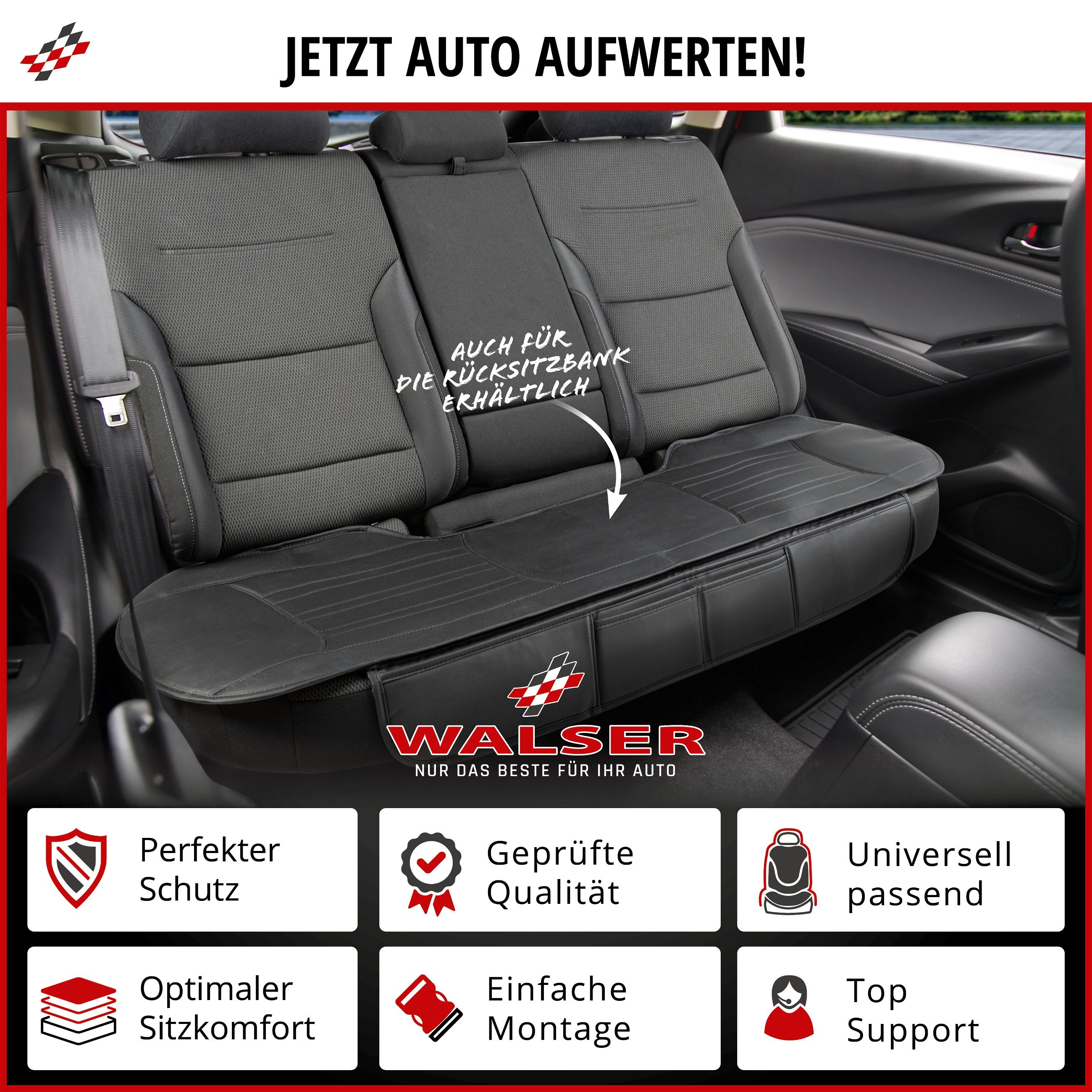 PKW Sitzauflage Fernando, Auto Sitzaufleger Vordersitz, Auto Sitzschoner Sitzfläche 1 Stück schwarz