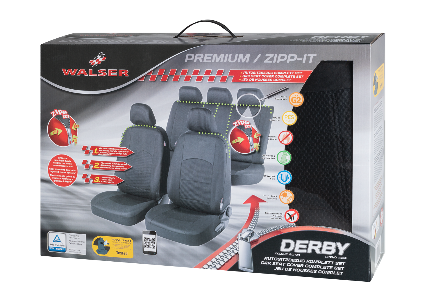 ZIPP IT Premium Derby - housses de siège auto avec système de fermeture éclair