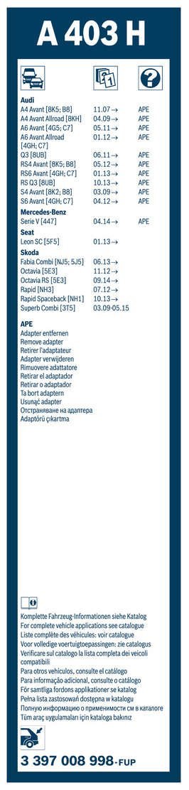 Ruitenwisser A 403 H, 1 achterruitwisser