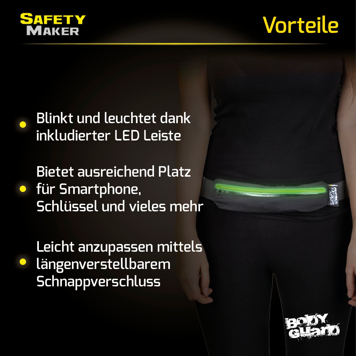 LED Gürteltasche schwarz grün