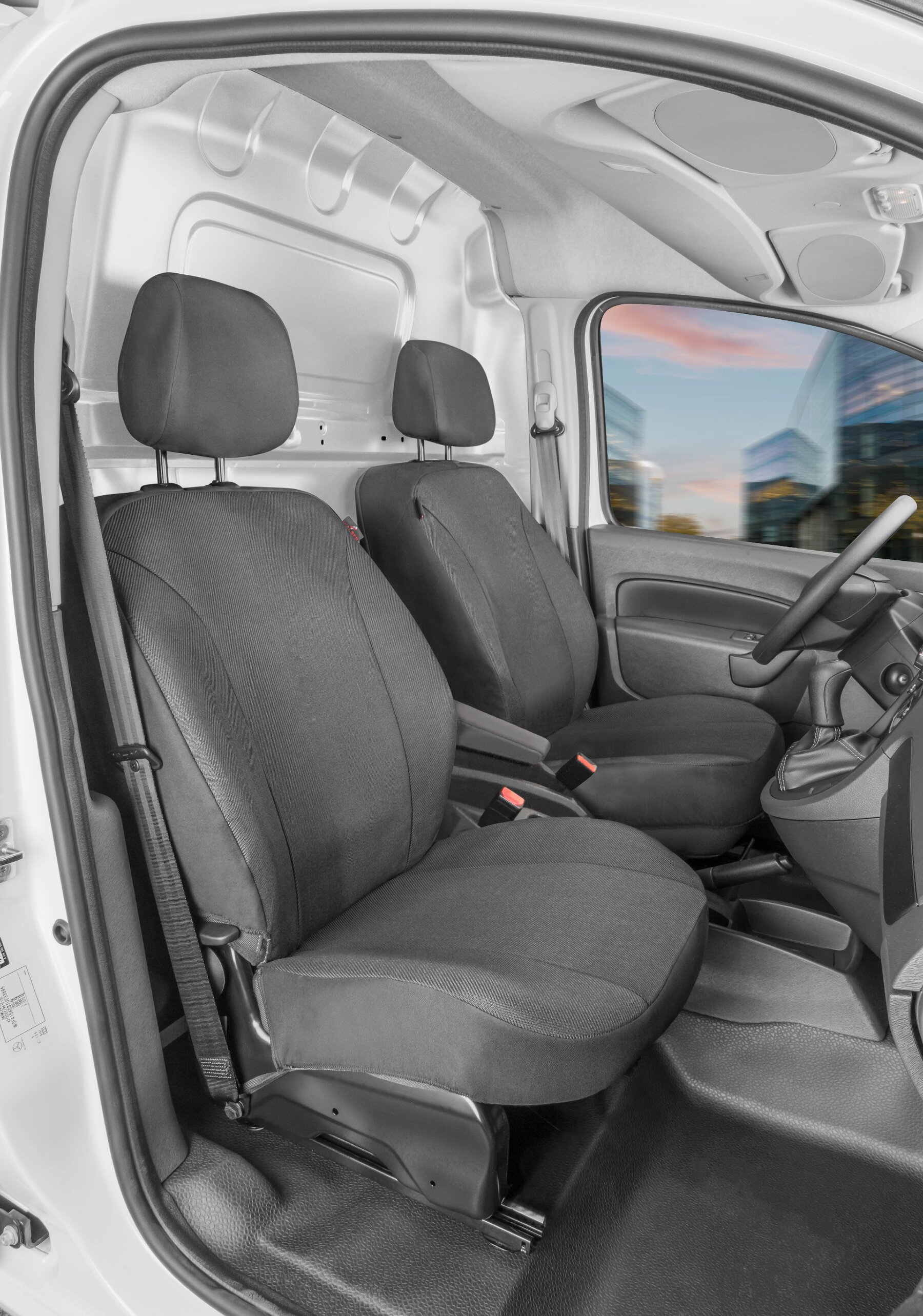 Passform Sitzbezug aus Stoff kompatibel mit Ford Transit Courier 2, 2 Einzelsitze vorne