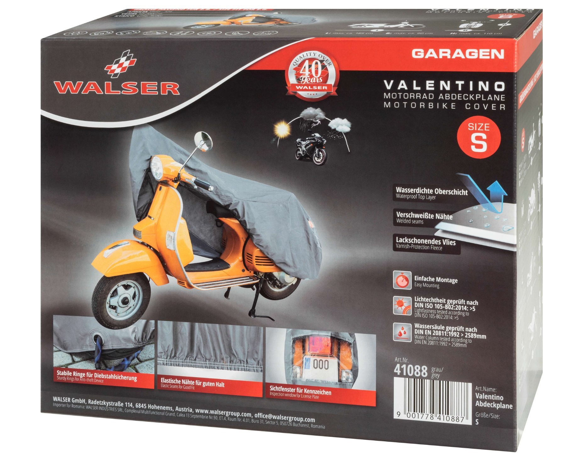 Garage per motociclette Dimensioni scooter S PVC - 185 x 90 x 110 cm grigio