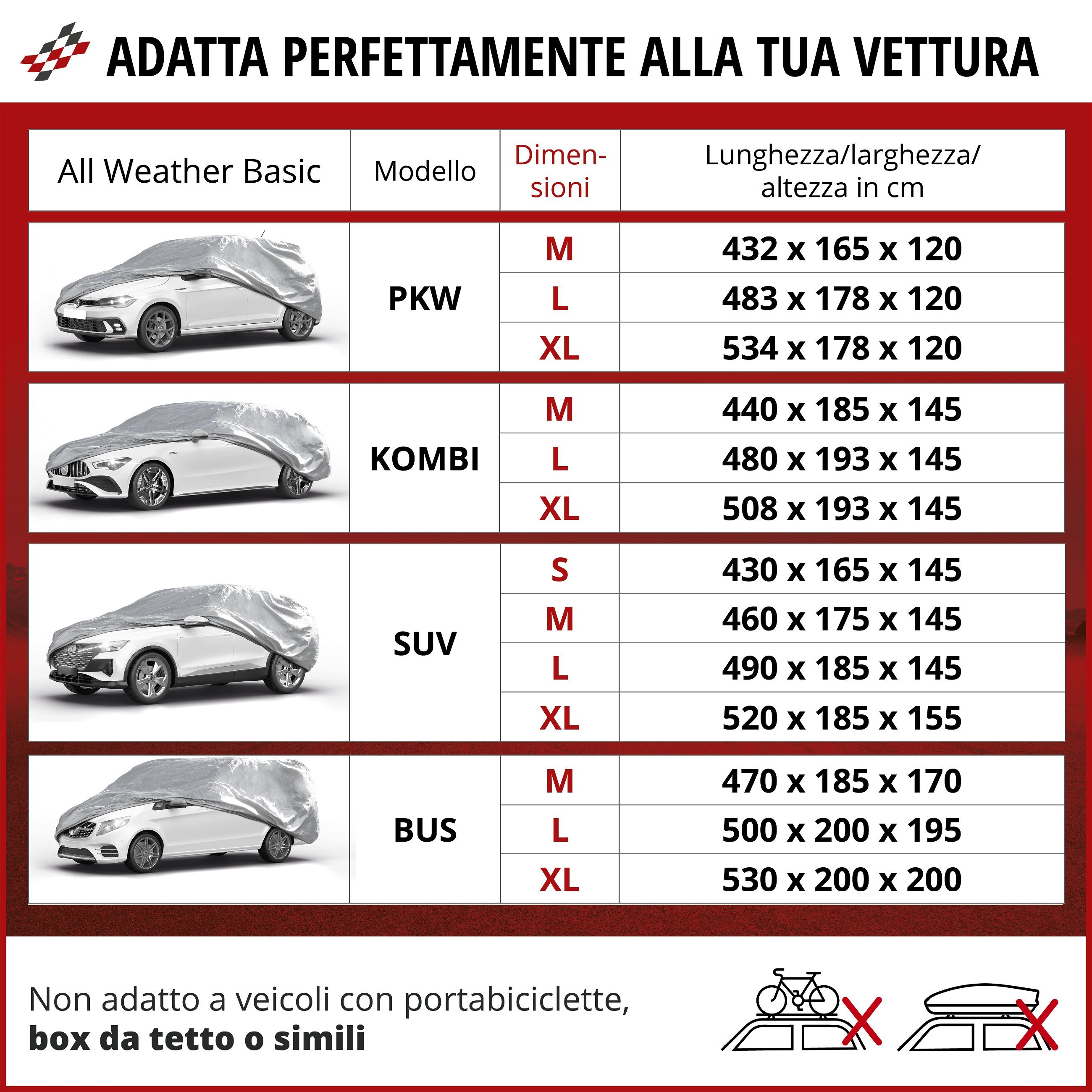 Telone per auto All Weather Basic, telone auto garage completo misura M argento