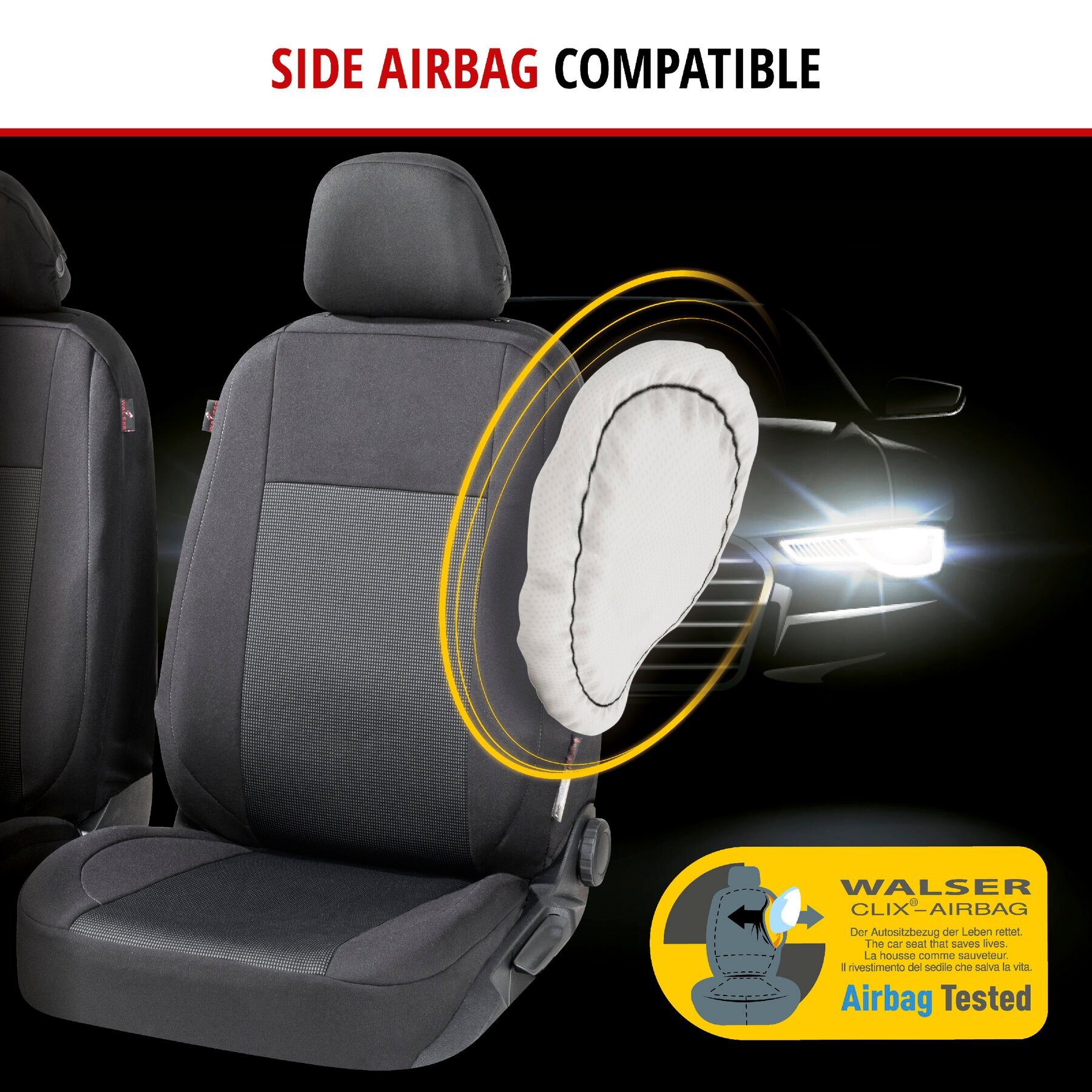ZIPP IT Premium Car seat covers Ardwell complete set with zip-system black/grey