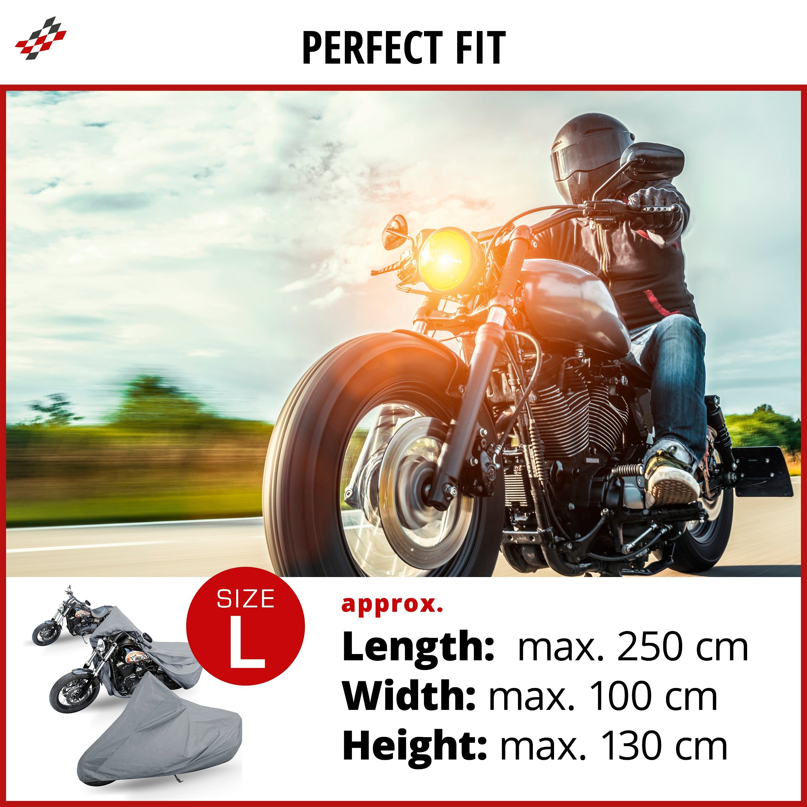 Motorcycle garage Chopper size L PVC - 250 x 100 x 130 cm grey