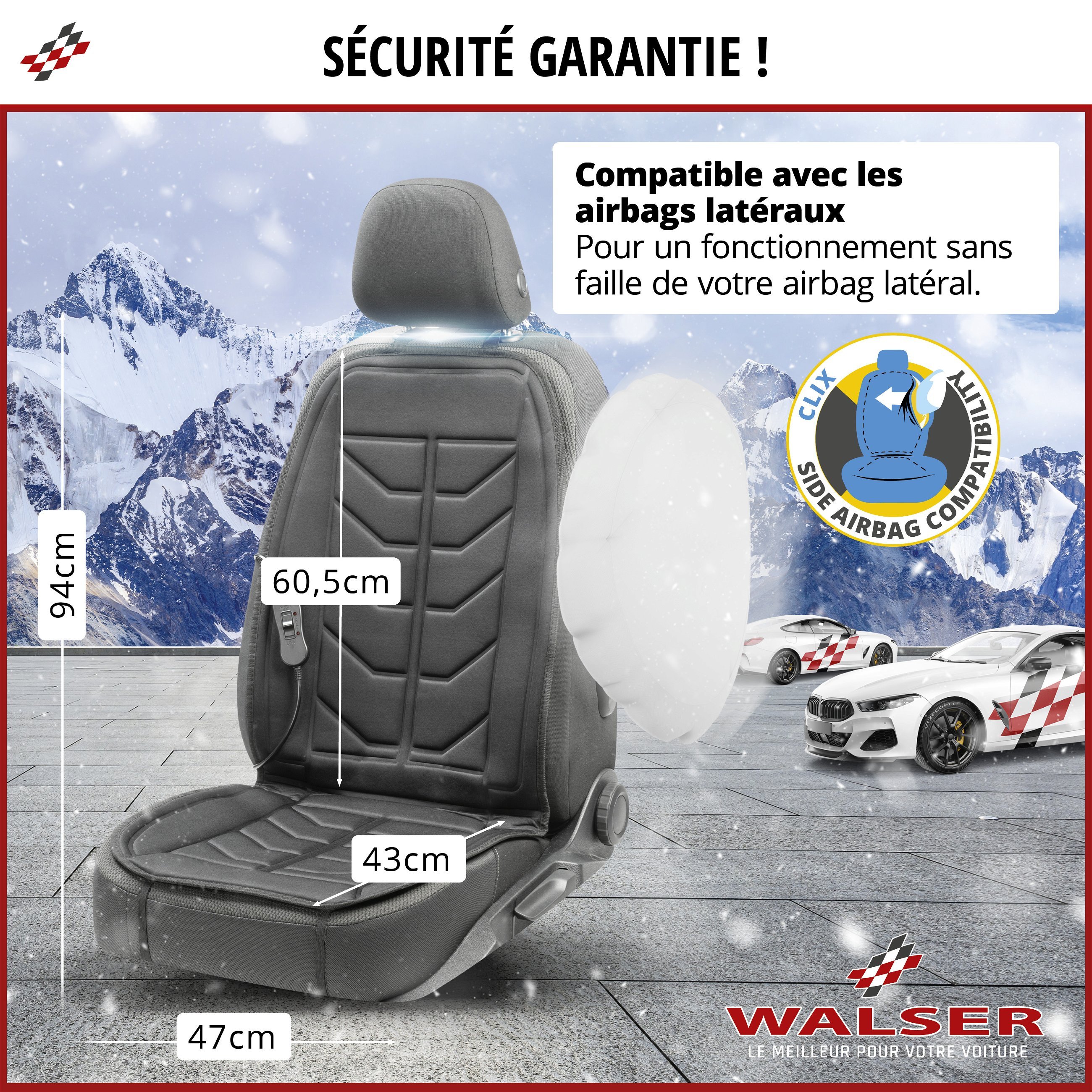 Housse de siège pour voiture Calor, coussin chauffant pour siège de voiture avec prise 12 Volt