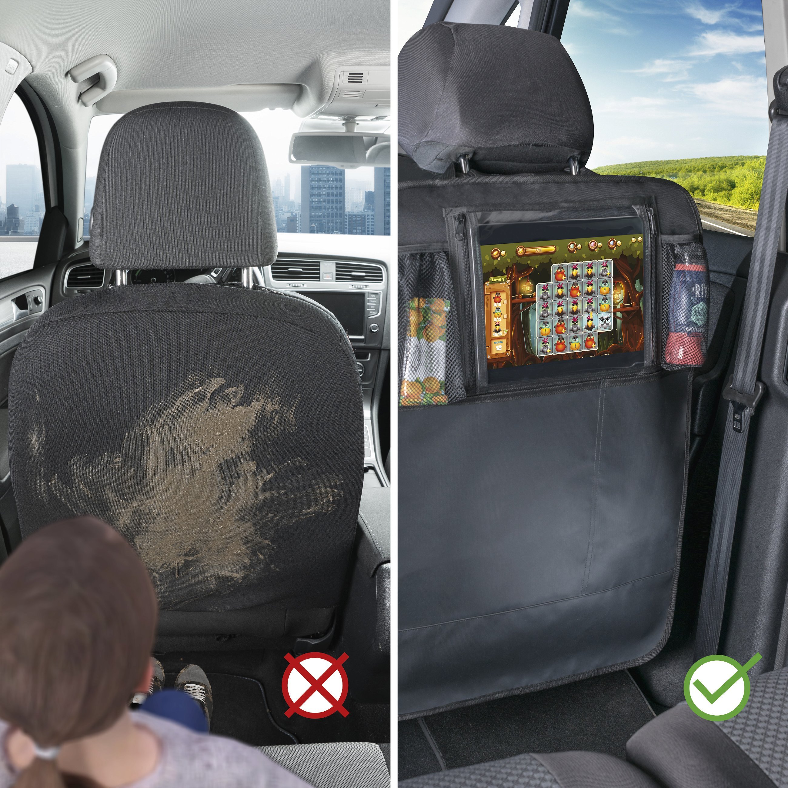 Support de tablette pour siège de voiture avec organisateur Kenny black, Pochettes sur les sièges arrière, Kids & Co