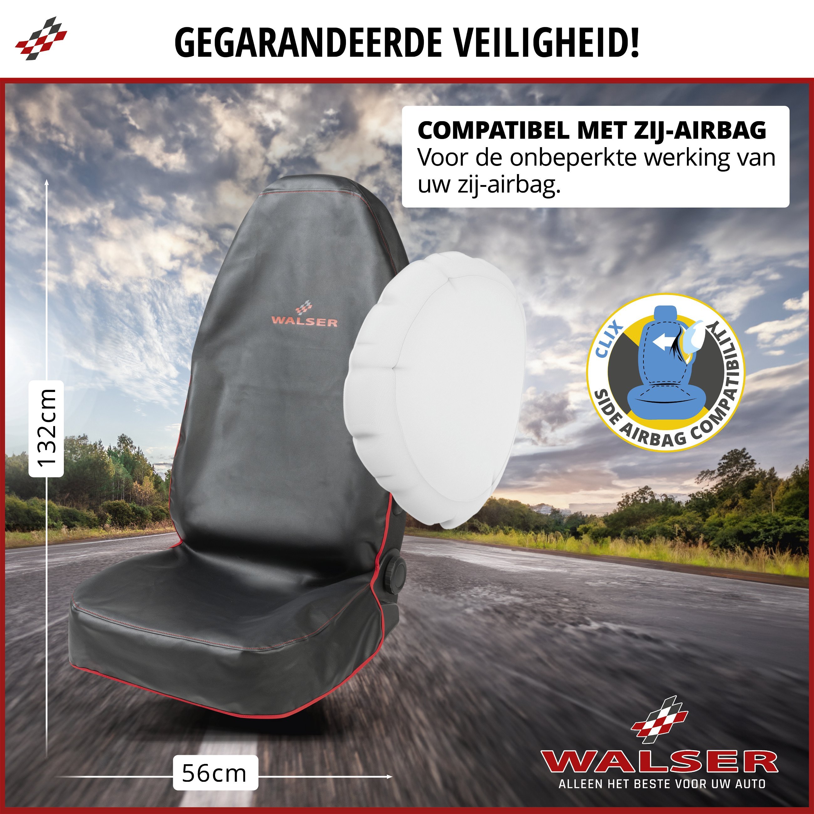 Autostoelhoes Guardian, autostoelhoes, autostoelbeschermer zwart/rood