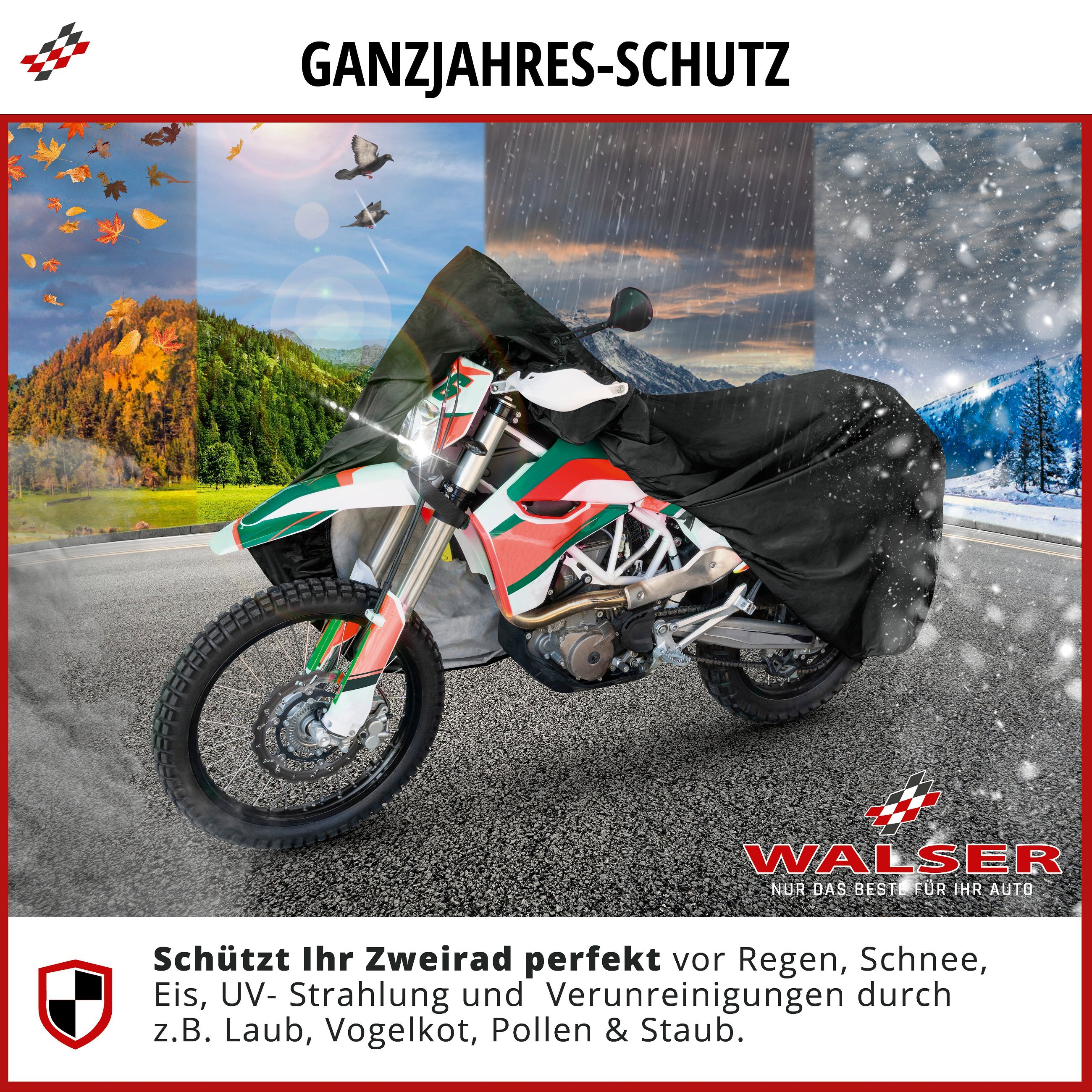Motorrad Abdeckplane XL, Motorrad Abdeckplane aus robustem PVC, Motorrad-Garage wasserdicht - 255x110x135 cm schwarz