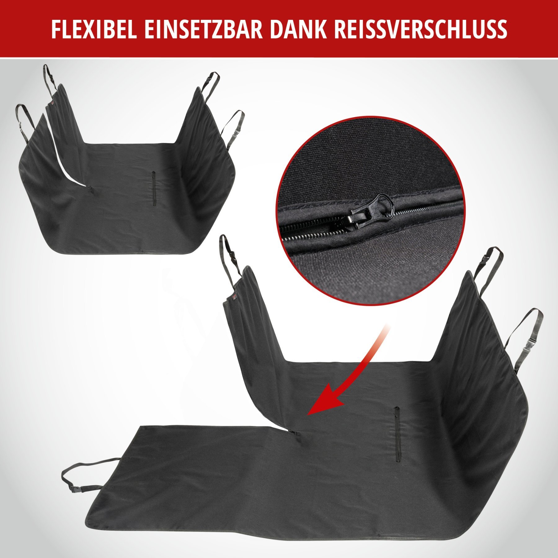 Auto-Hundedecke Nero, wasserabweisende Rücksitzbank-Schutzdecke schwarz