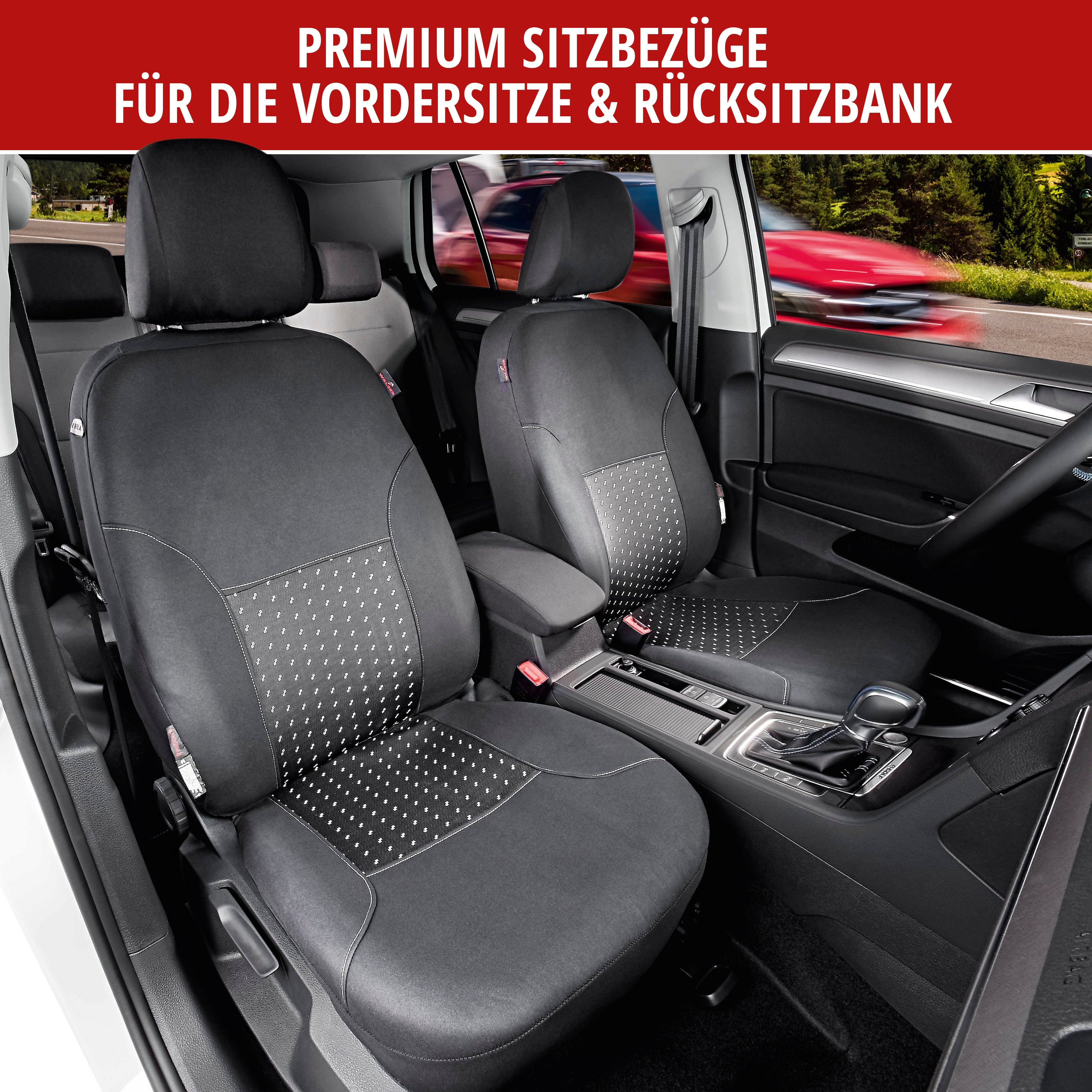 Autositzbezug Premium DotSpot, PKW-Schonbezüge Komplettset grau/schwarz