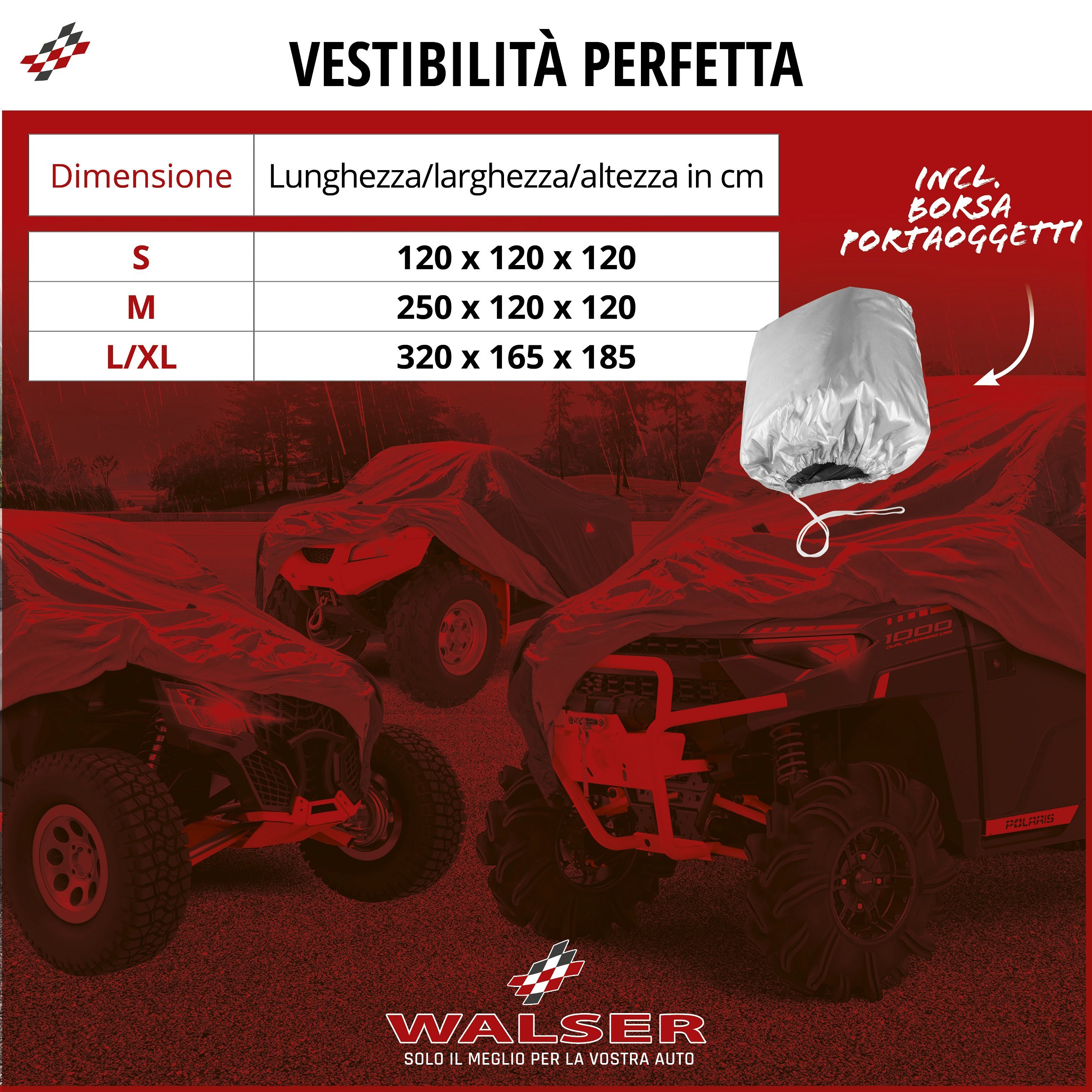 Quad Cover Tarpaulin All Weather Plus, copertura per veicoli fuoristrada taglia S grigio