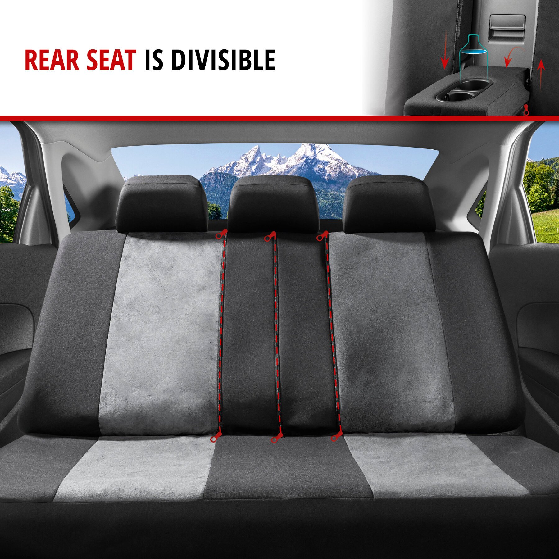 ZIPP IT Premium Car seat covers Ellington complete set with zip-system black/grey