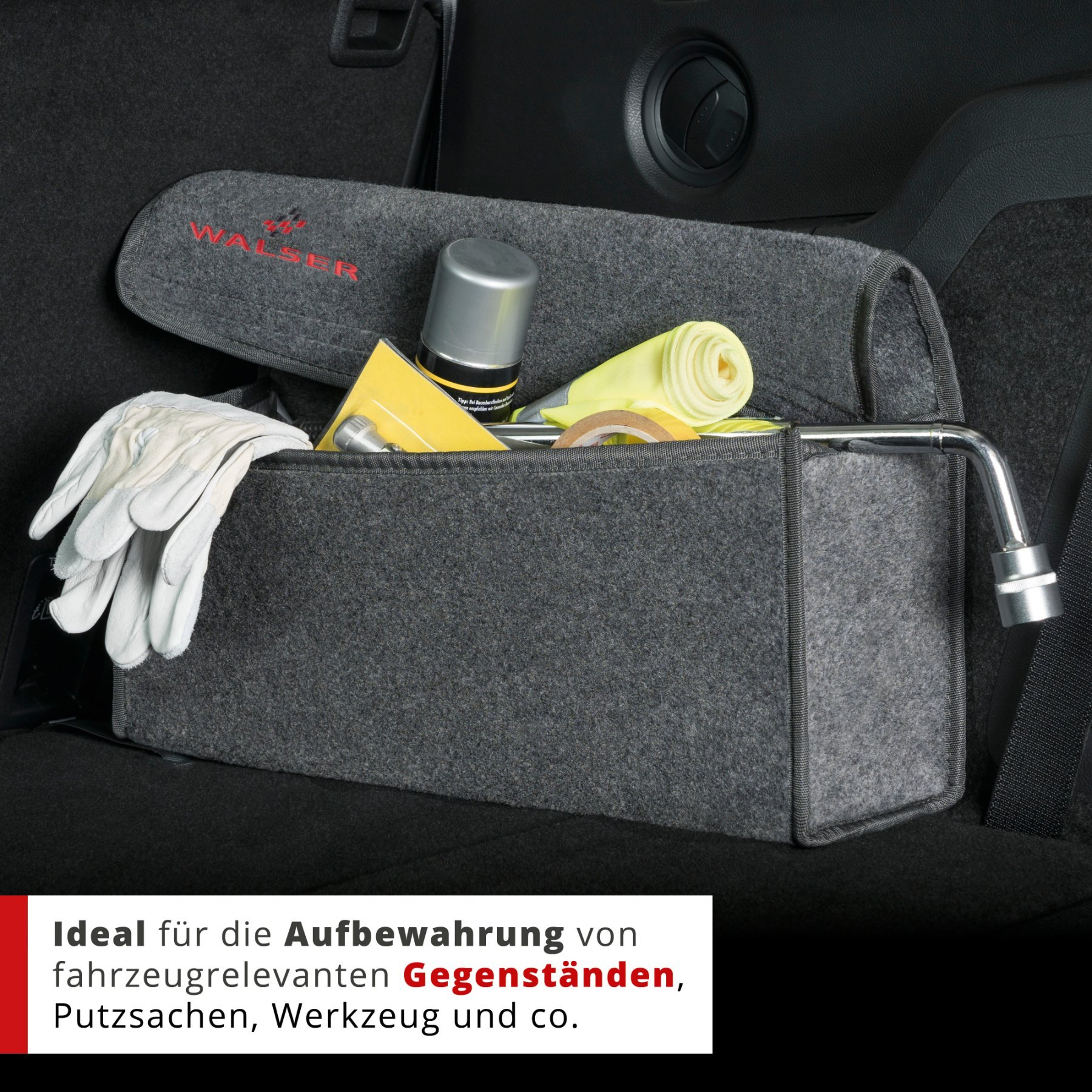 Kofferraumtasche Toolbag Größe L, Auto-Aufbewahrungstasche grau 50x16x21 cm