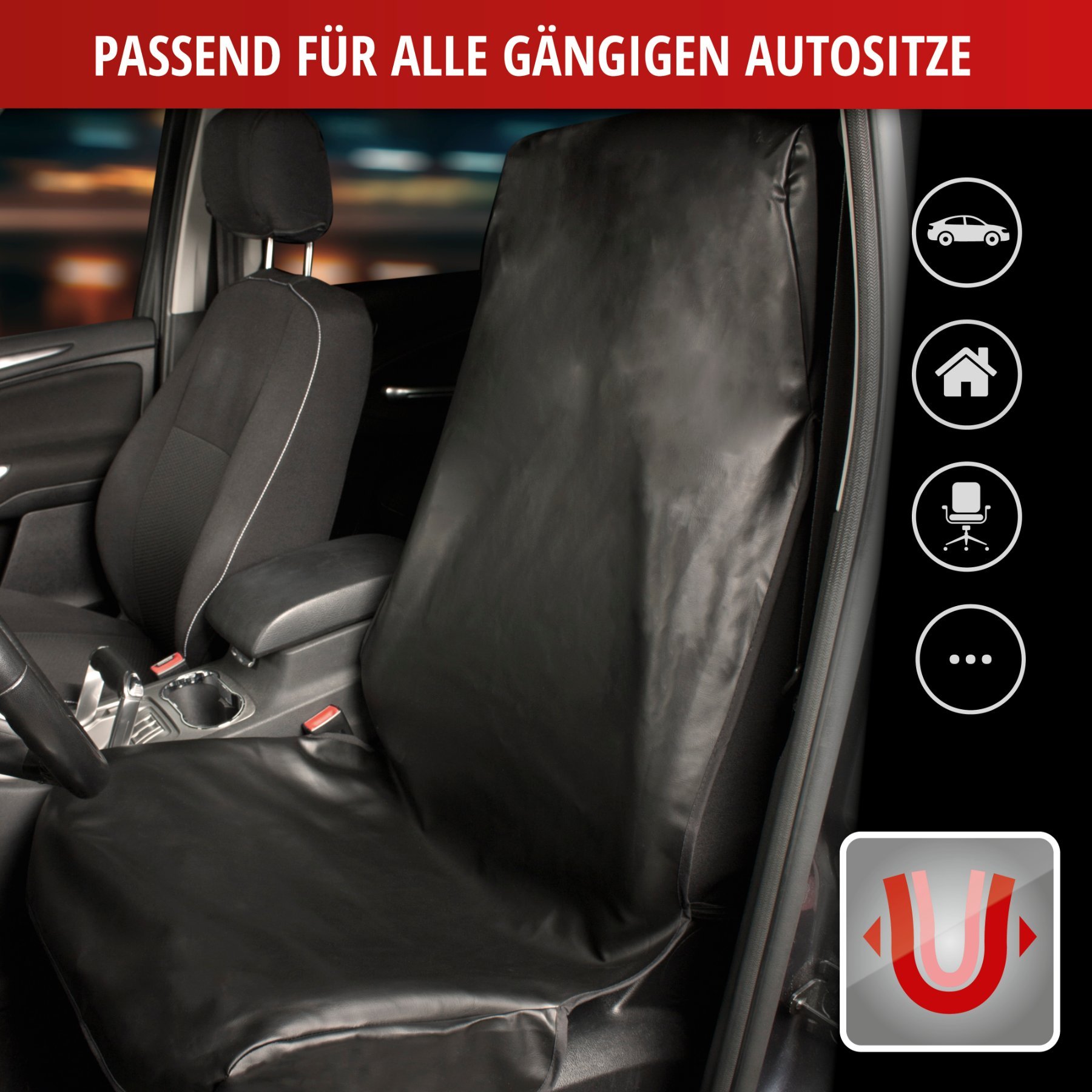 Auto-Sitzschoner Clean Tony, PKW-Schutzunterlage Vordersitz, Werkstatt-Schonbezug aus Kunstleder
