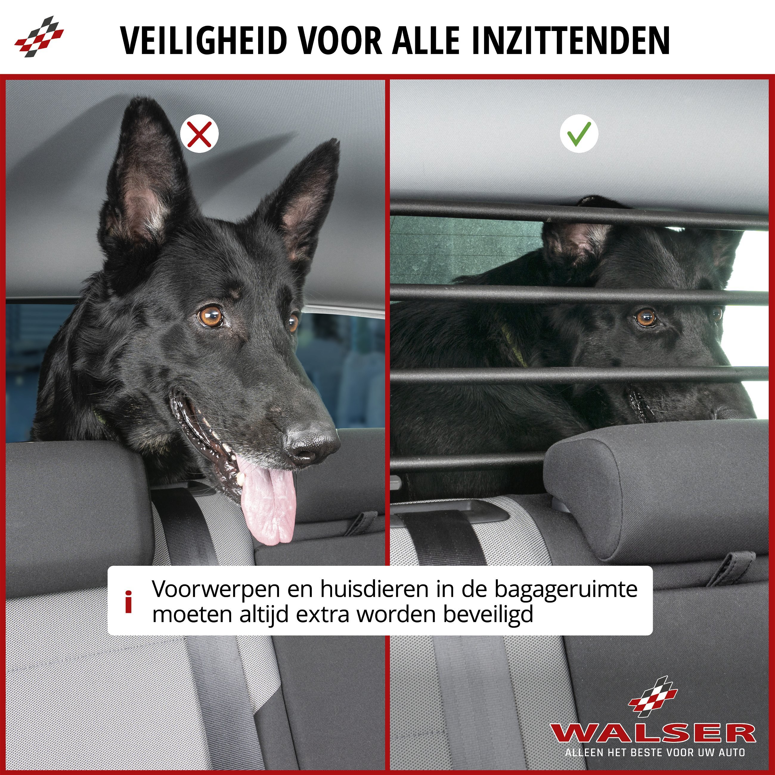 Hondenbescherming Dog Guard, hondenbescherming met nylon net, autobescherming zwart, maat 1 - 830x200mm