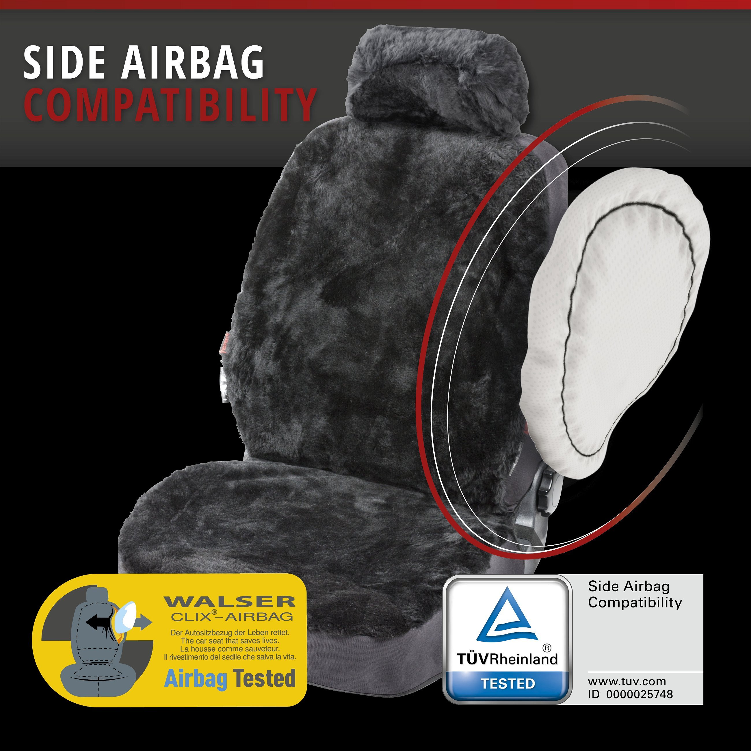 Car Seat cover Iva made of lambskin black with ZIPP IT system