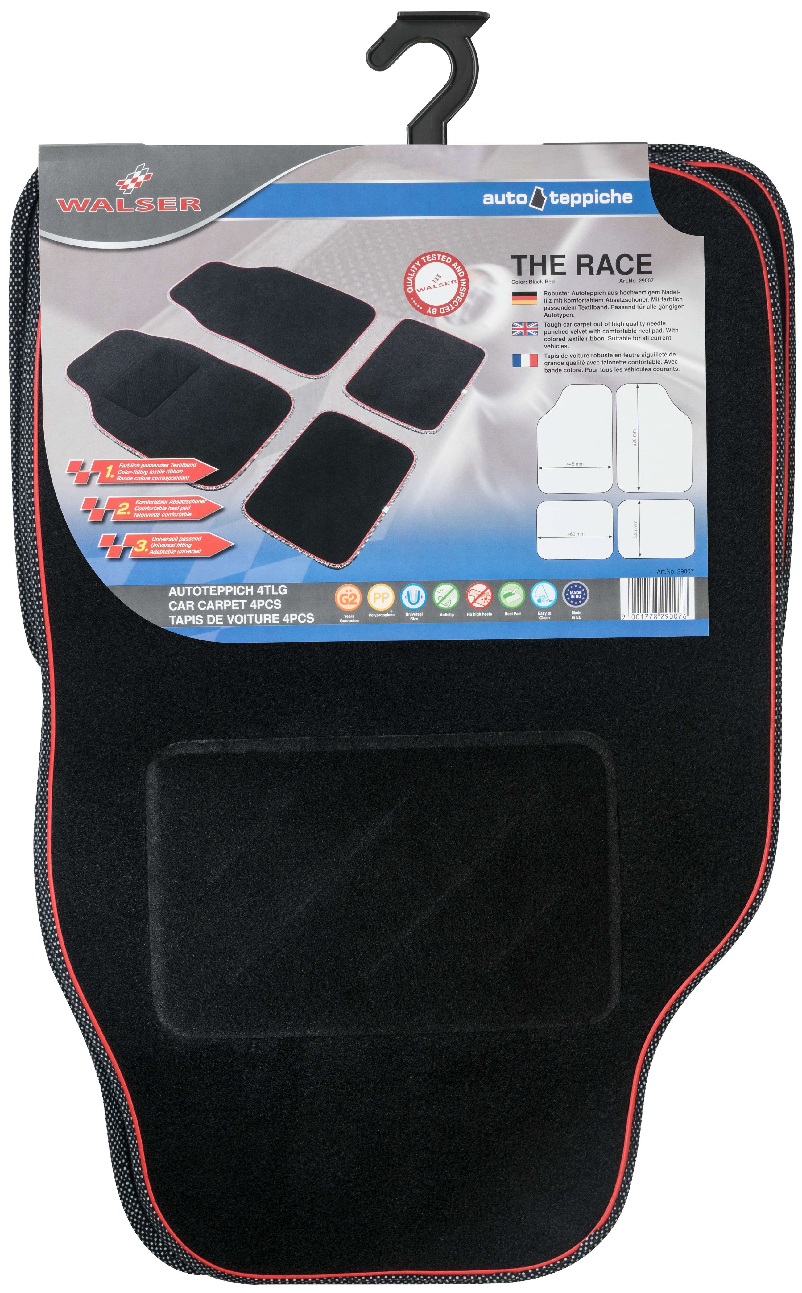 Car carpet The Race black / red