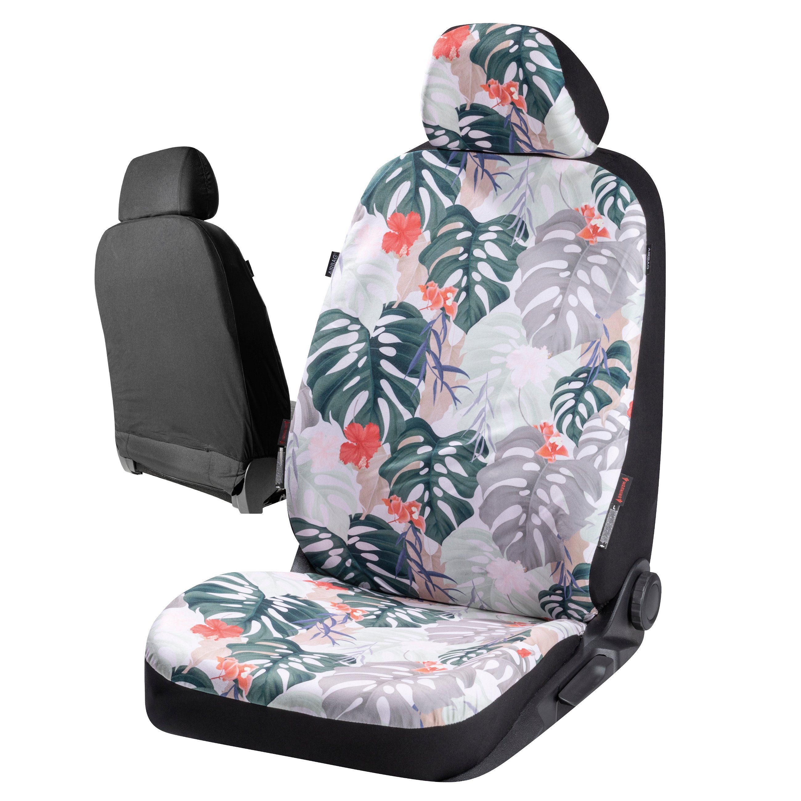 JOJOHUN Car Front Seat Covers Nonslip and Breathable Van Seat Covers Only Fit for Detachable Headrest Black White - 1 seat in front seat 