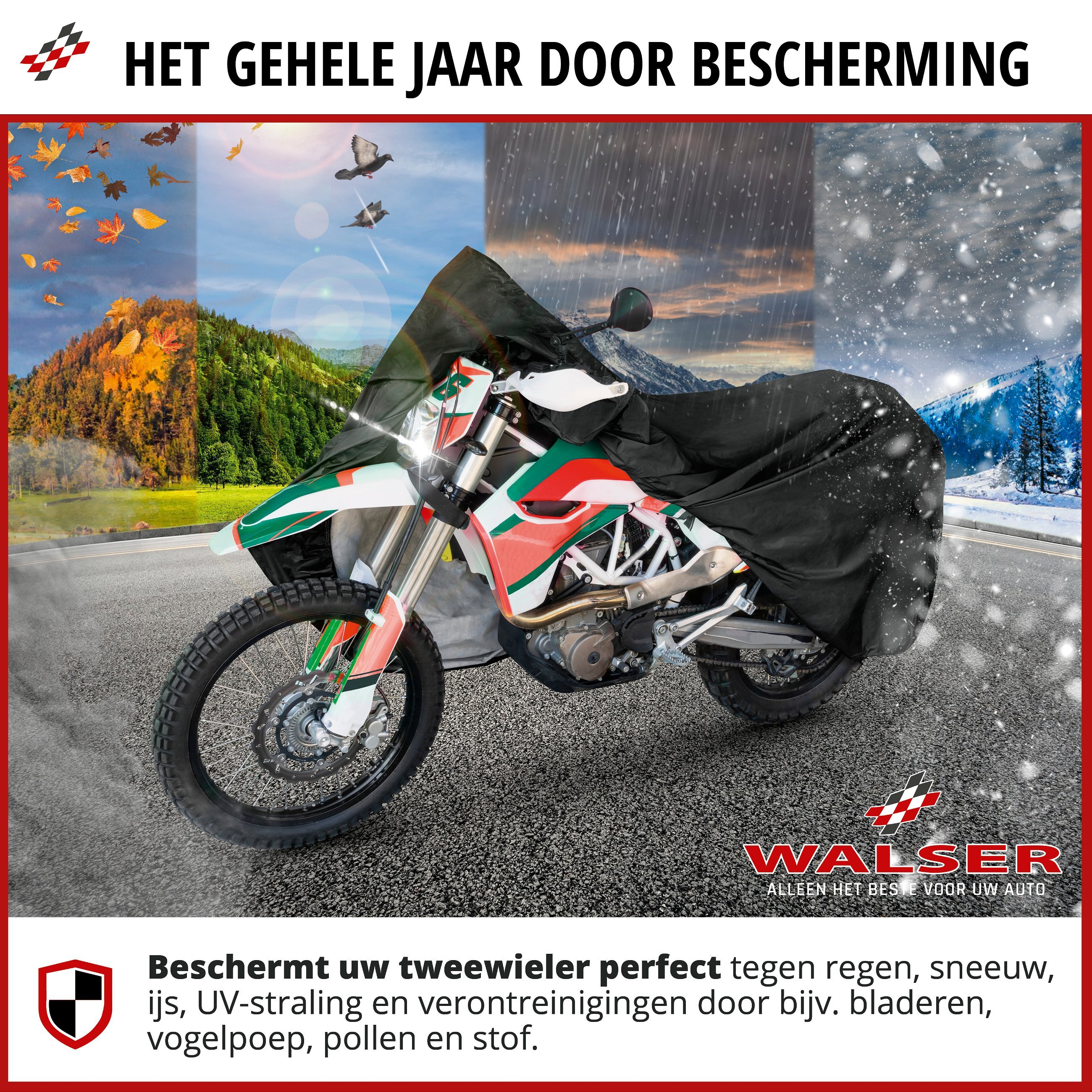 Motorfietsgarage Enduro maat XL, PVC hoes - 255x110x135cm zwart, motorhoes, motorhoes waterdicht, motorfiets beschermhoes