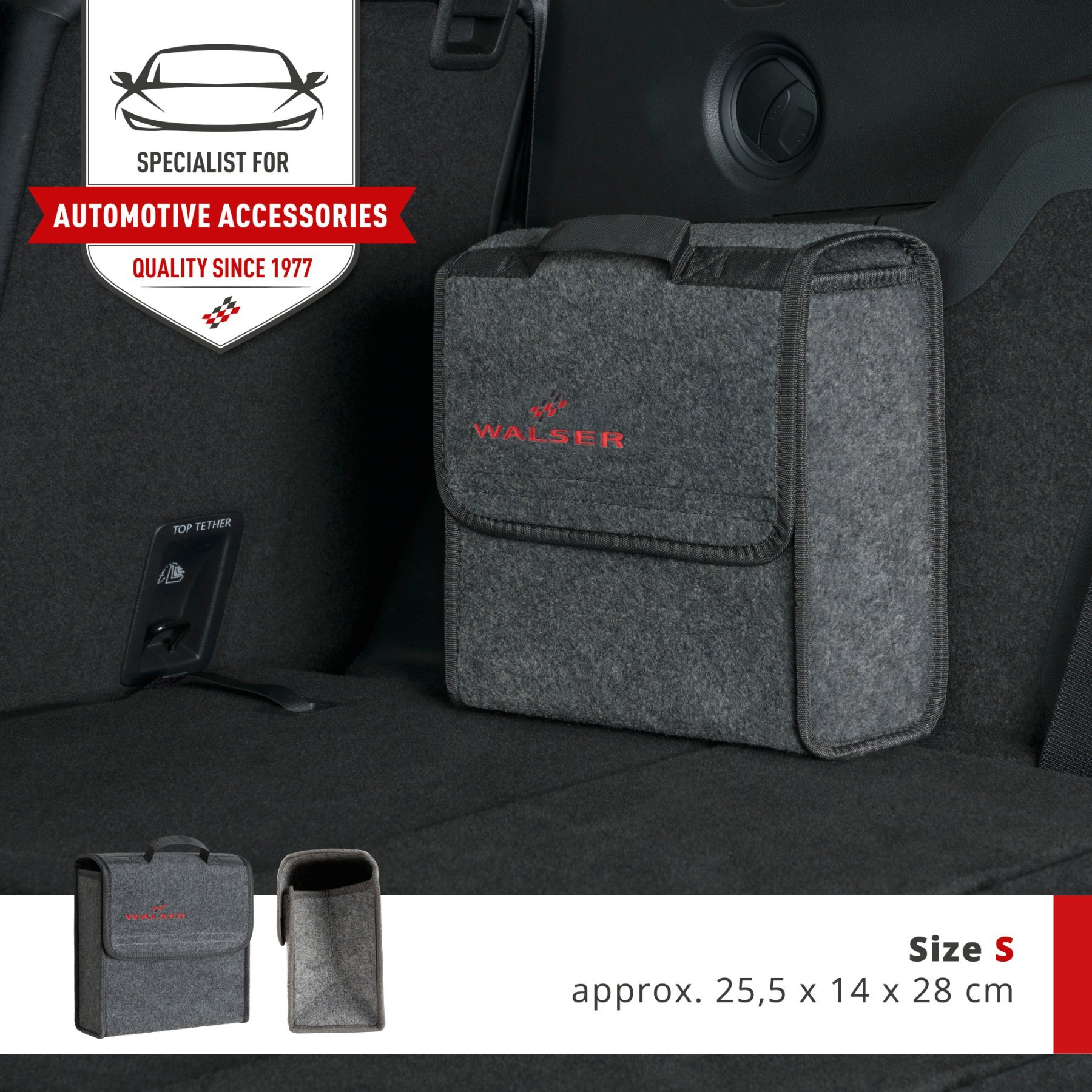 Car boot bag Toolbag size S, car storage bag grey 28,5x14x28cm