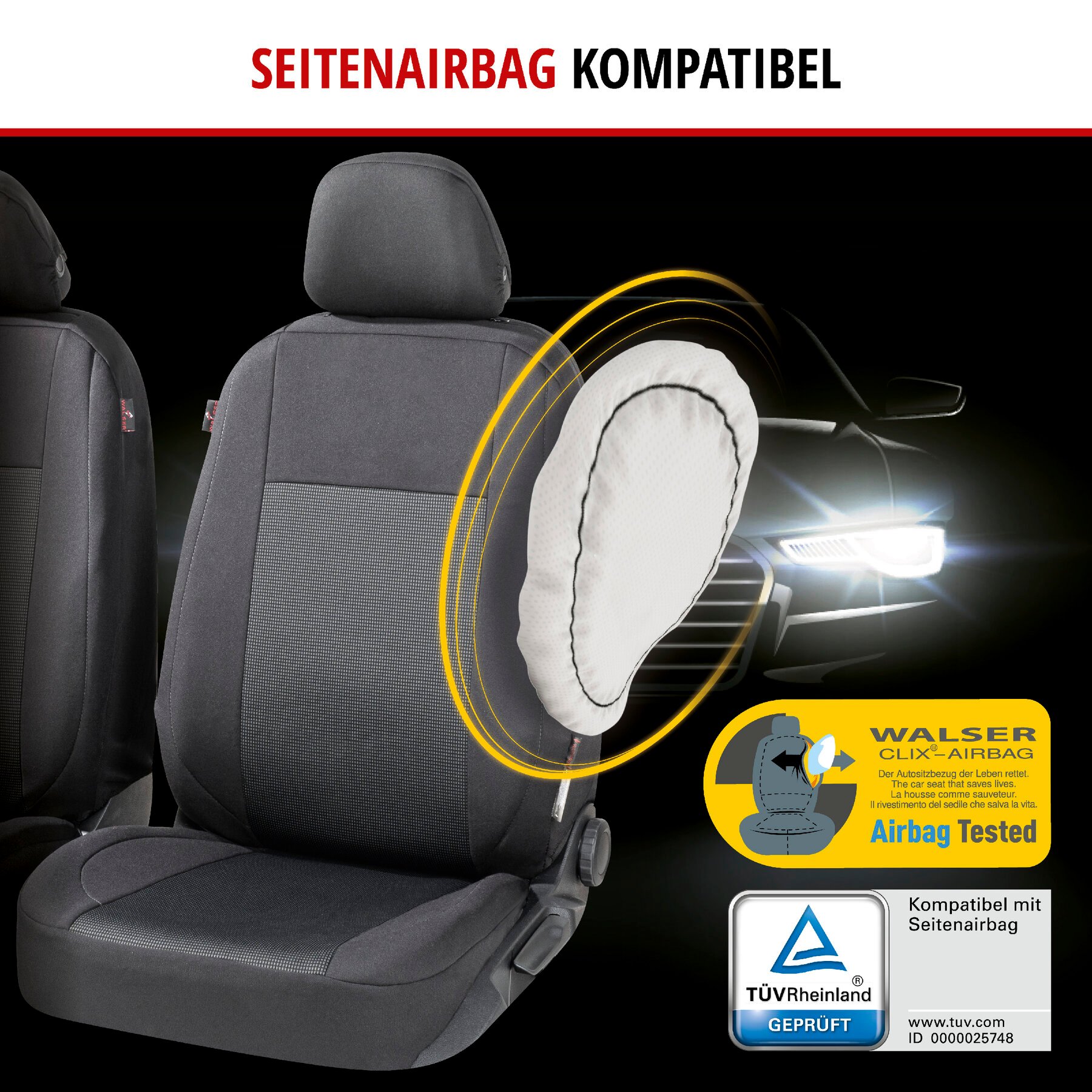 Autositzbezug ZIPP-IT Premium Ardwell, PKW-Schonbezüge Komplettset mit Reißverschluss-System schwarz/grau