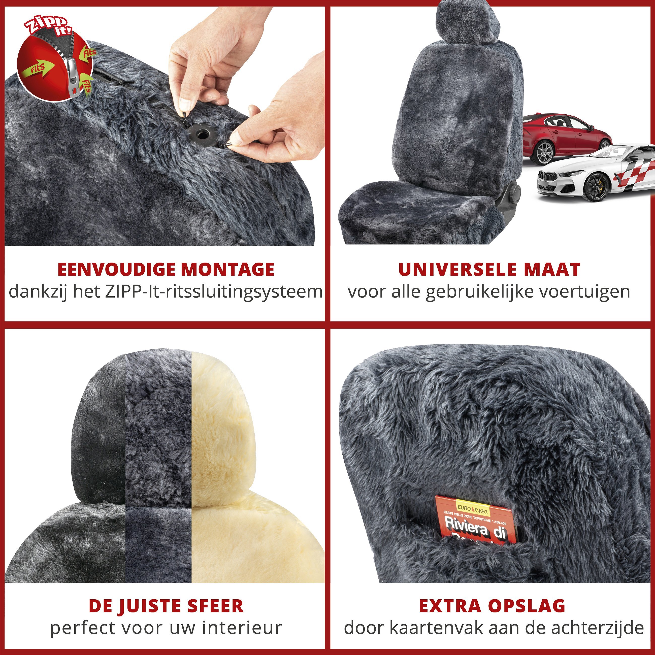 Autostoelhoes Lamsvel Maya antraciet