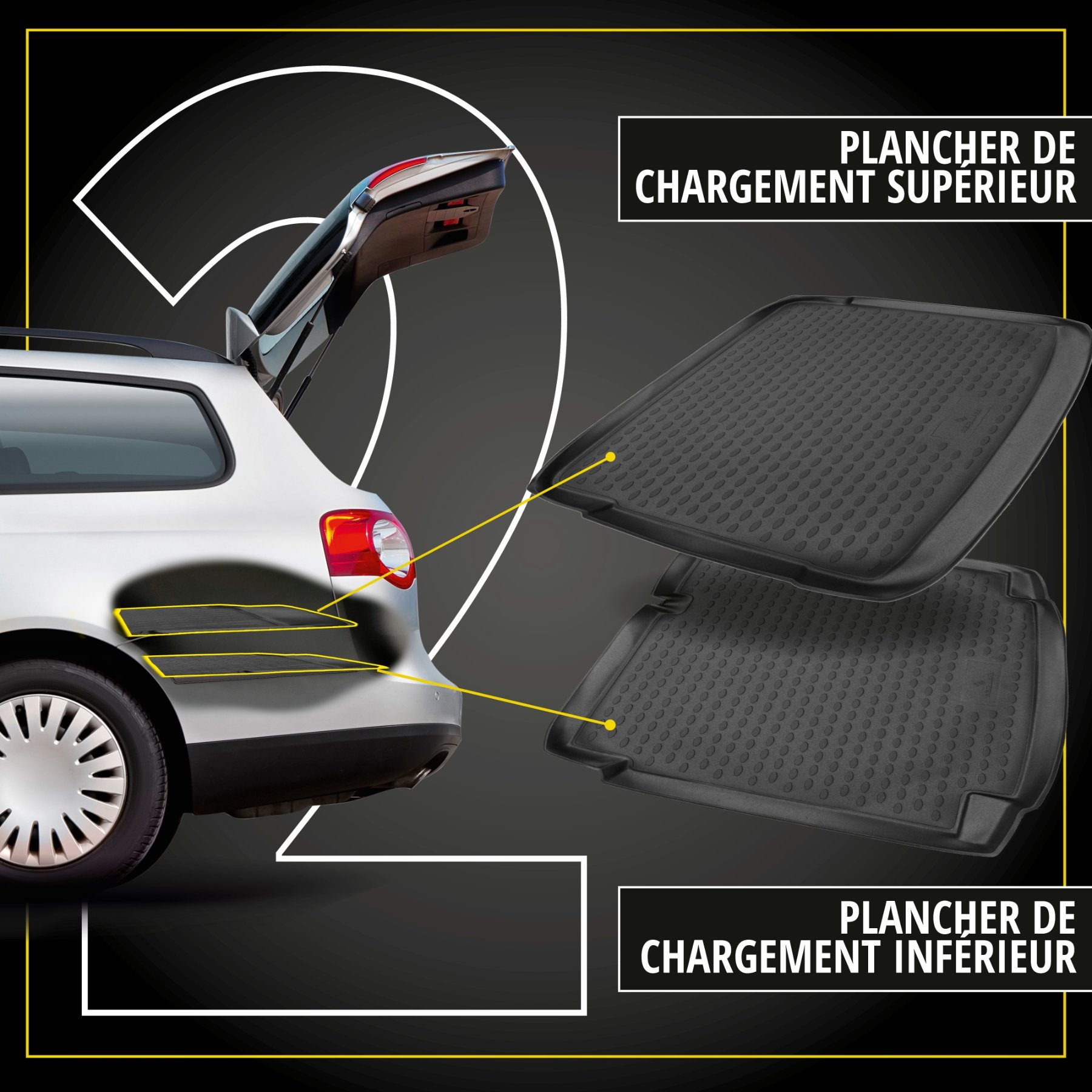 Bac de Coffre XTR pour Opel Corsa E 2014 - 2019, plancher de chargement inférieur