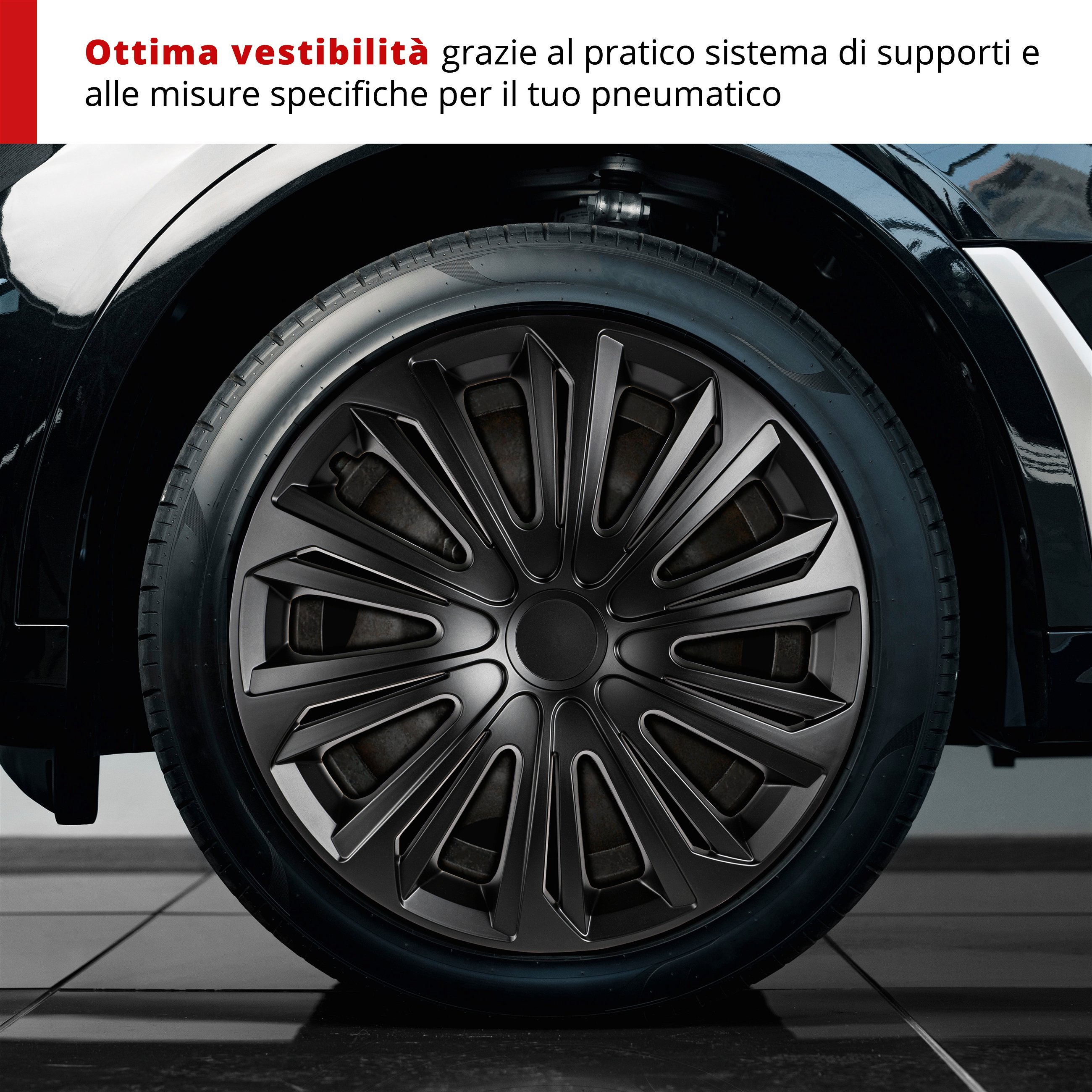 Copricerchi Racer 15", 4 pezzo nero