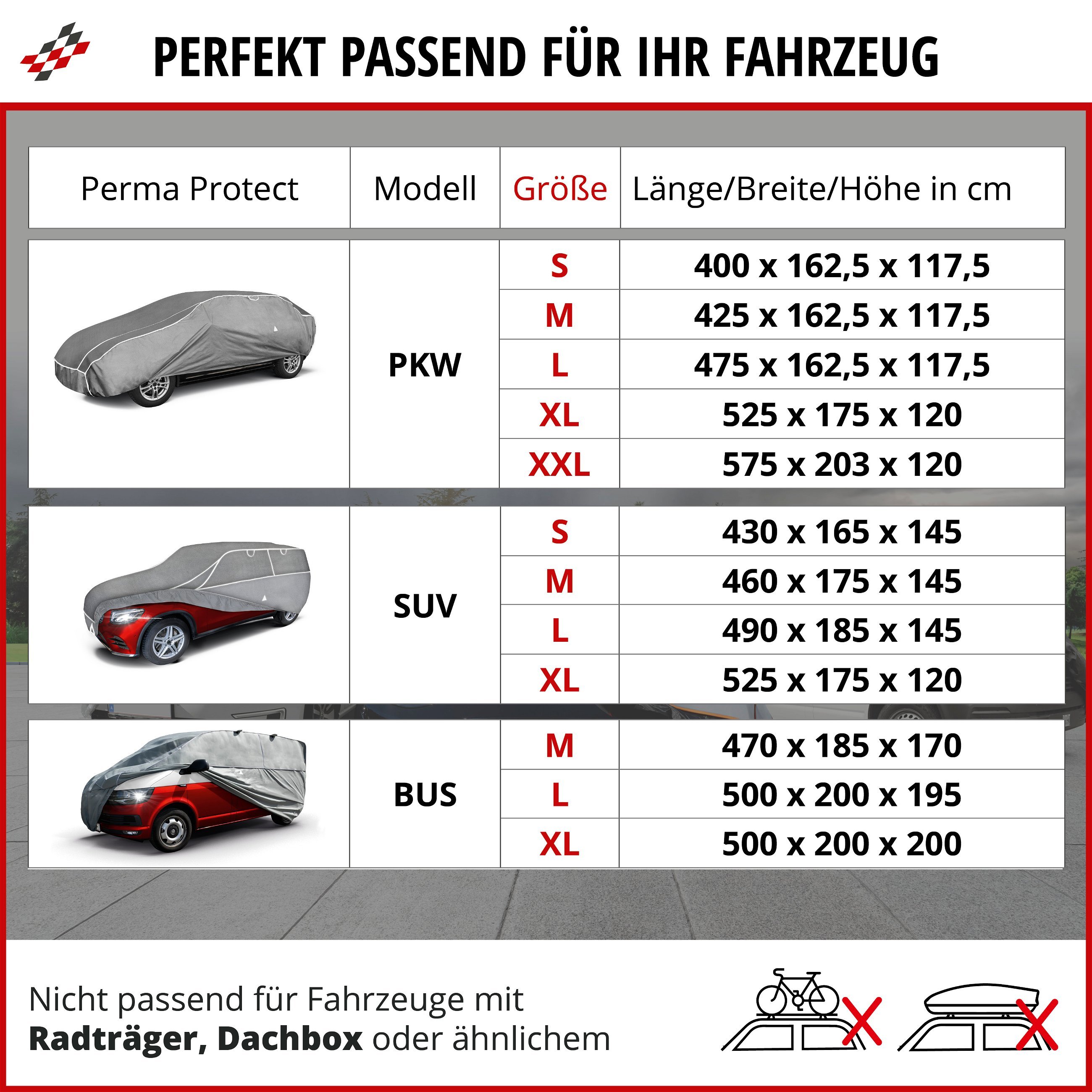 SUV Hagelschutzplane Hybrid UV Protect, Hagelschutzgarage Größe M