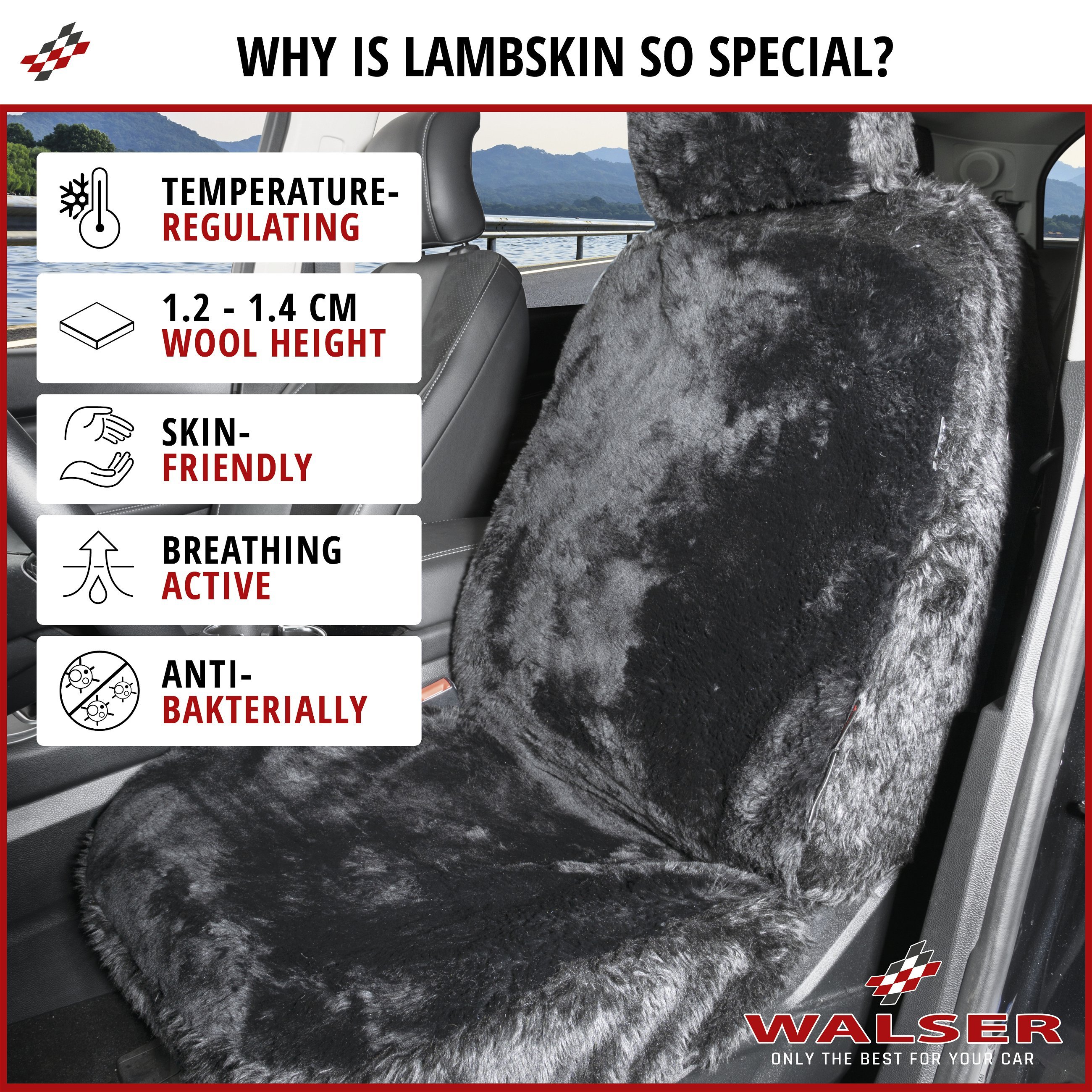 Car Seat Cover Maya lambskin black