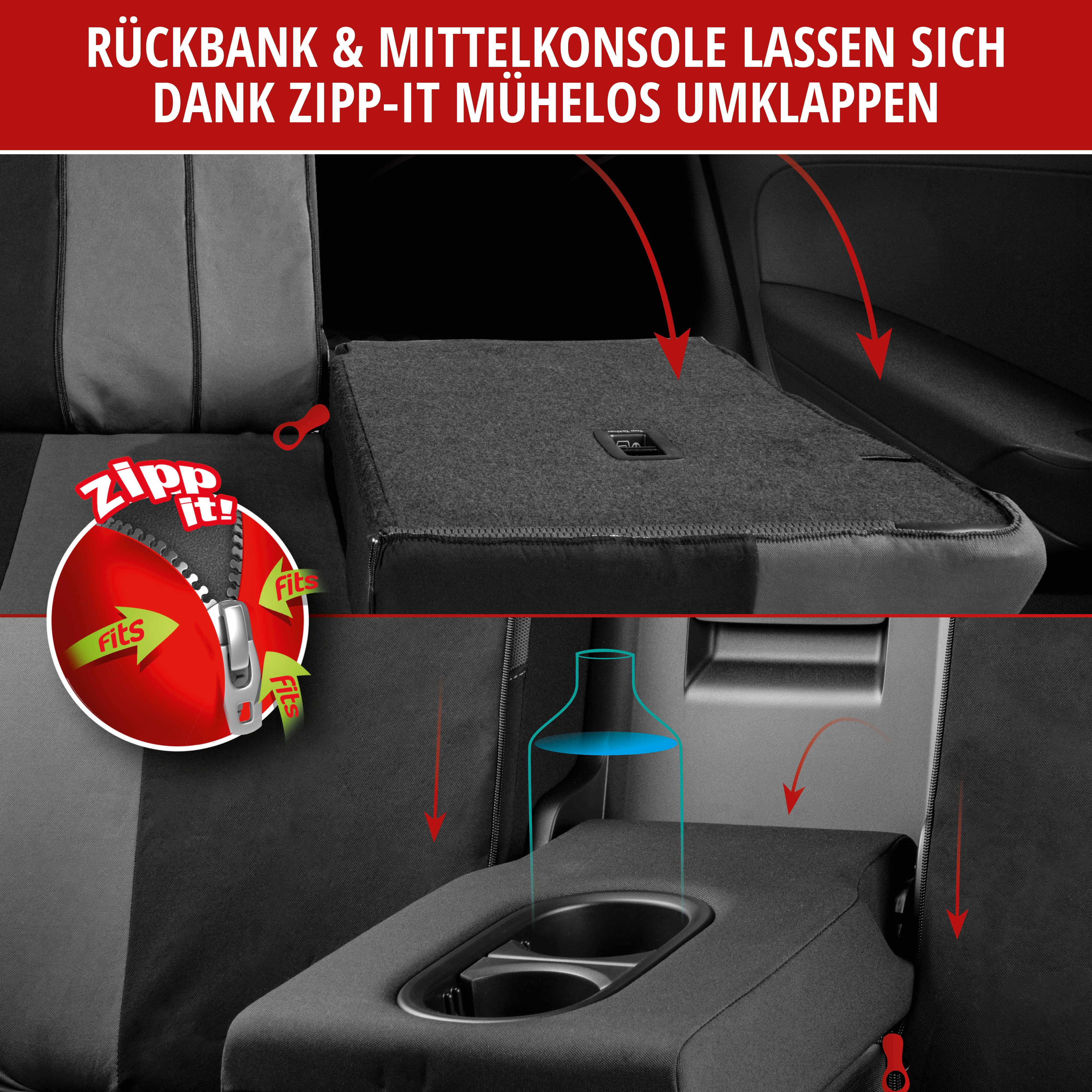 Autositzbezug Pineto, PKW-Schonbezüge Komplettset schwarz/grau