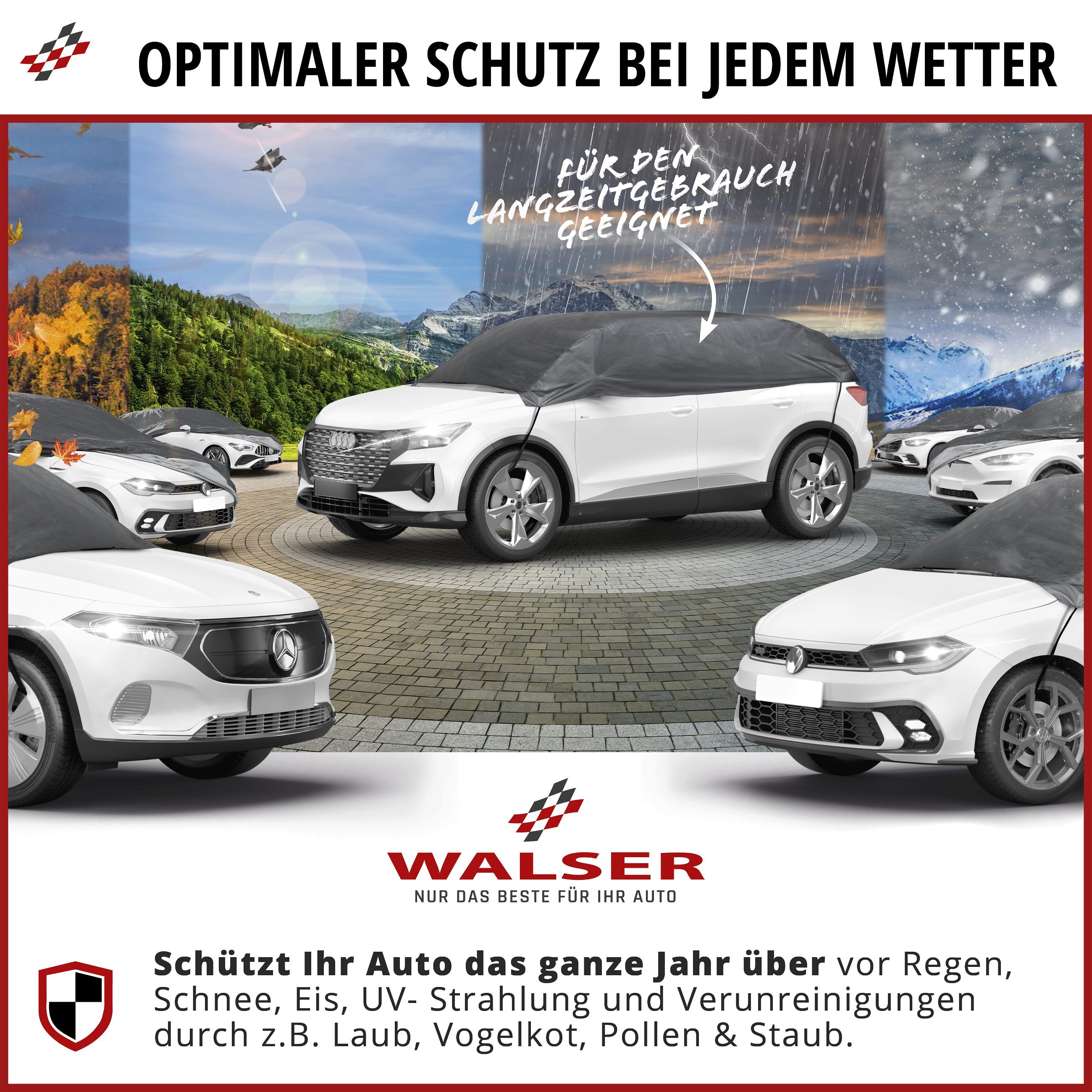 Abdeckplane Auto All Weather Basic, Autoplane Halbgarage Größe M, Autoabdeckung grau