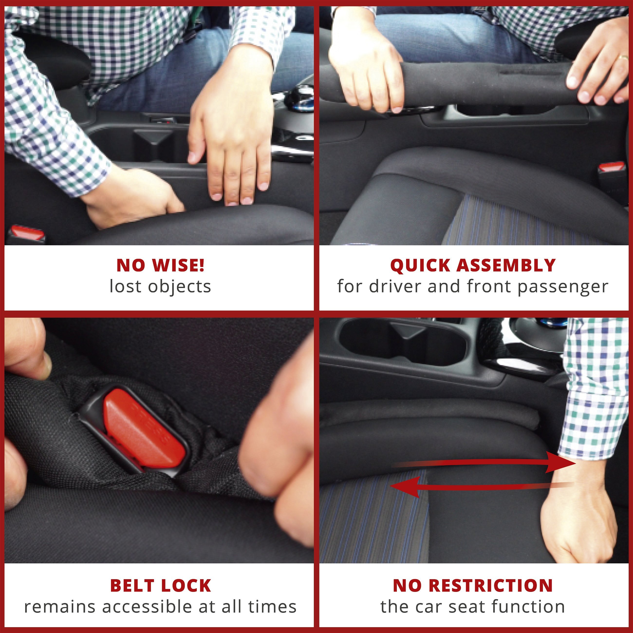 Car seat gap filler AntiDrop - 2 pieces - Closes the gap between seat and centre console