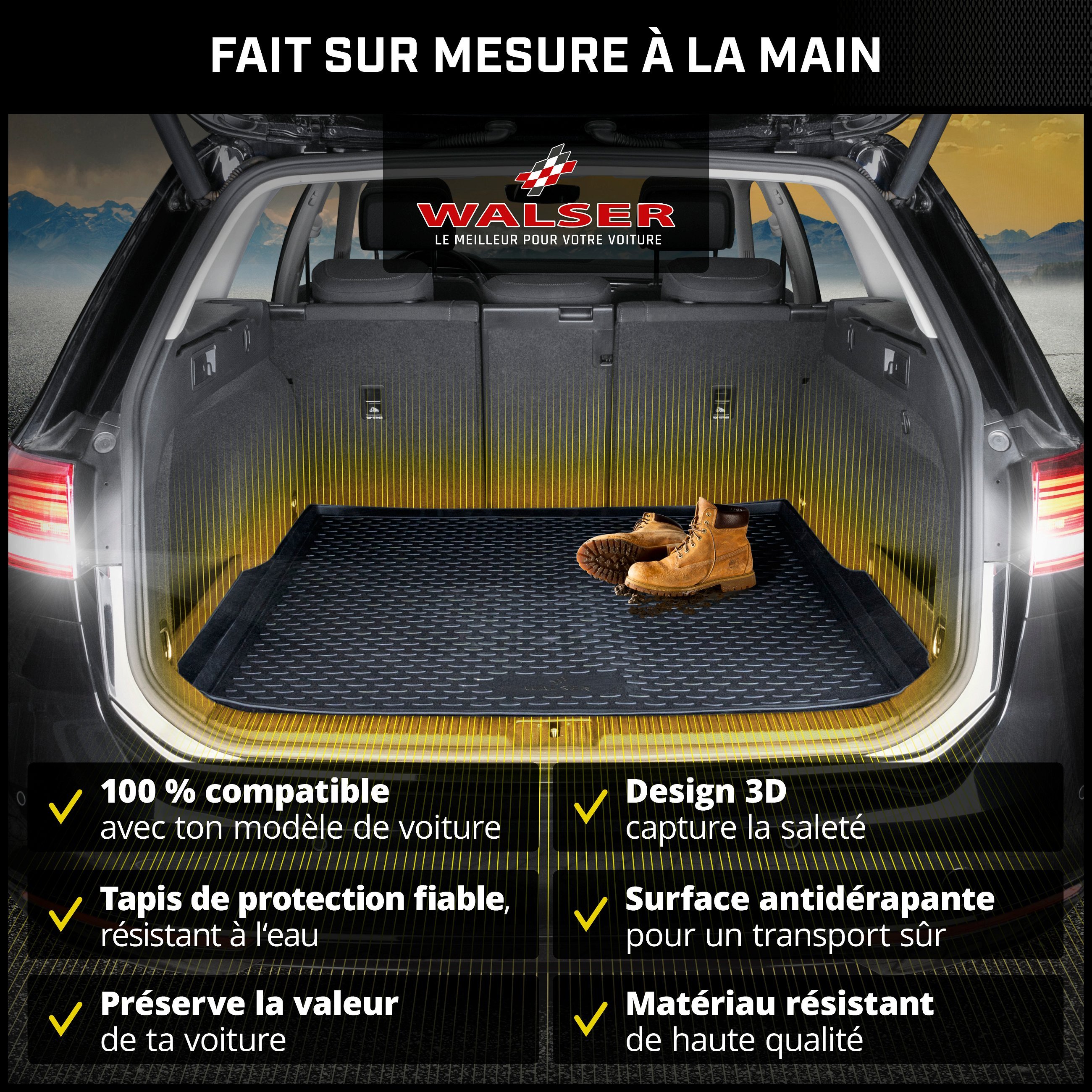 Protection de Coffre FIAT 500 X 2014 AUJOURD'HUI protection arriere  integrale Plancher position BAS