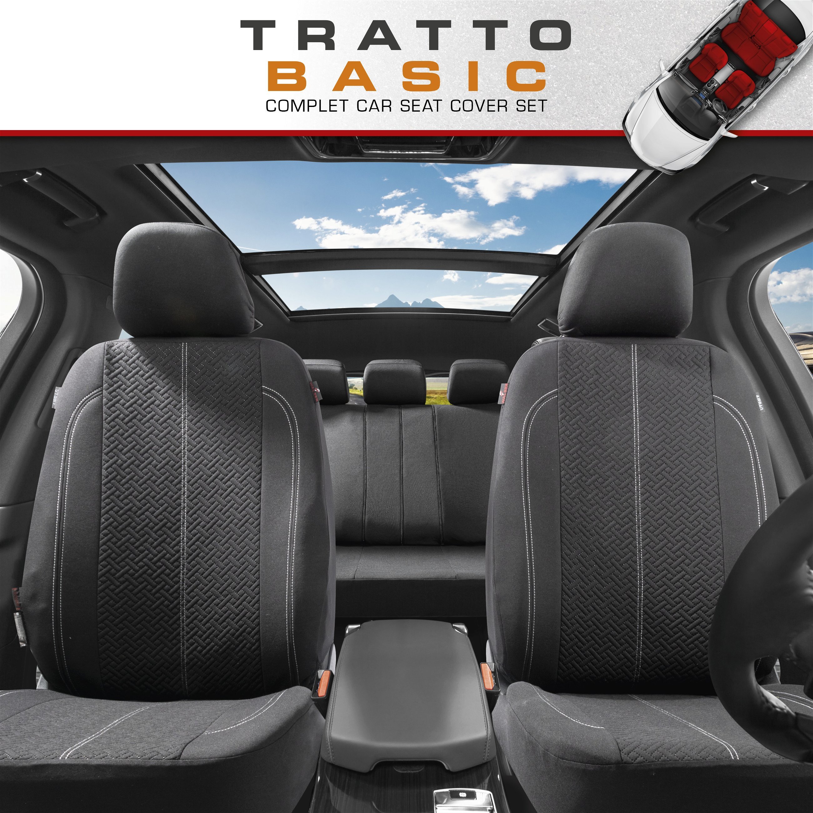 ZIPP IT Car seat covers Tratto complete set with zip-system black
