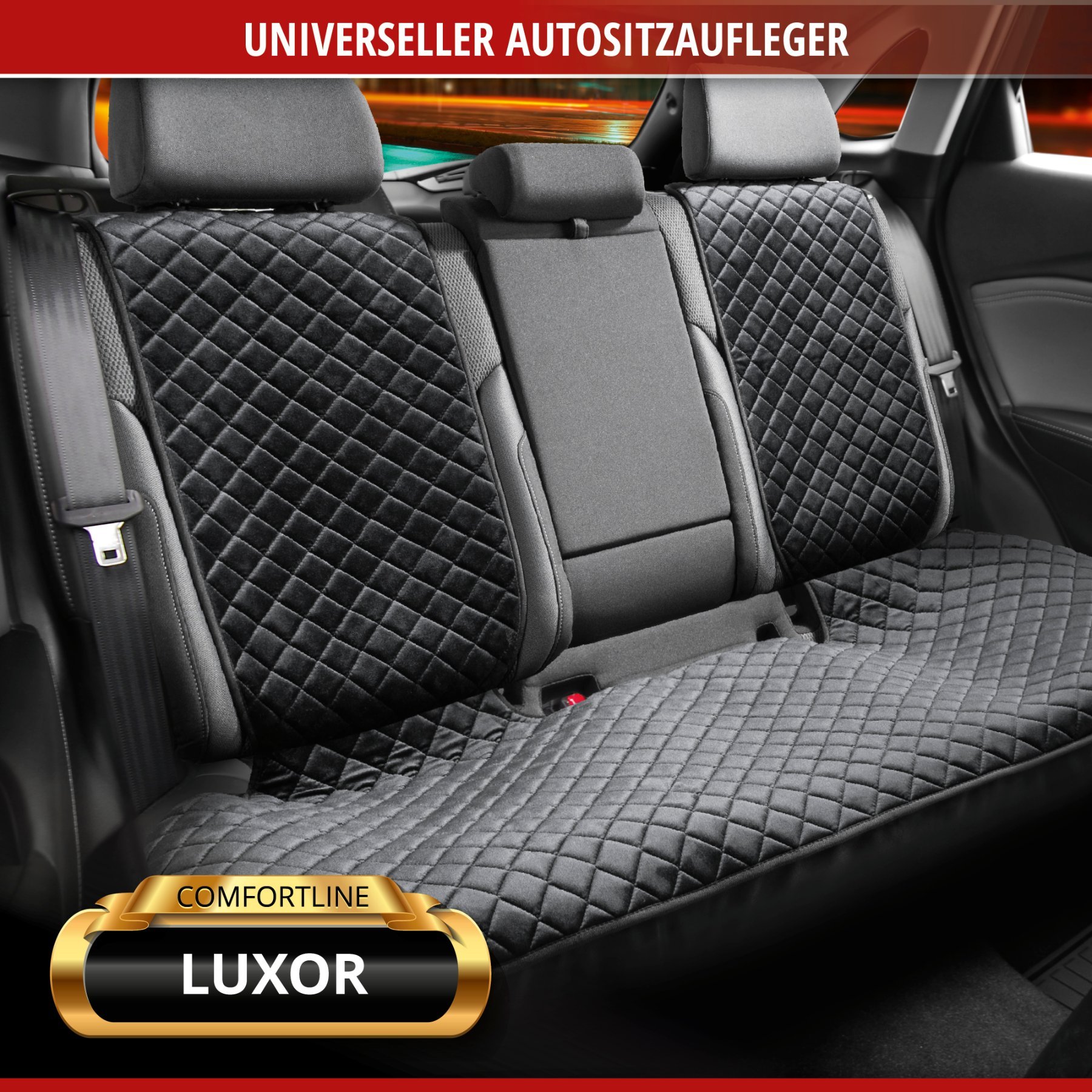 PKW-Sitzaufleger Comfortline Luxor inkl. Anti-Rutsch-Beschichtung, Auto-Sitzauflage für 1 Rücksitzbank