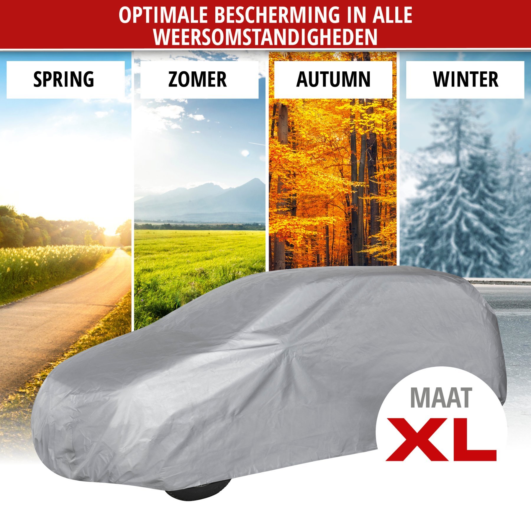 Autoafdekking AllWeather SUV maat XL lichtgrijs, waterdichte autogarage, stofdicht met UV-bescherming, verstevigde gordelbevestiging