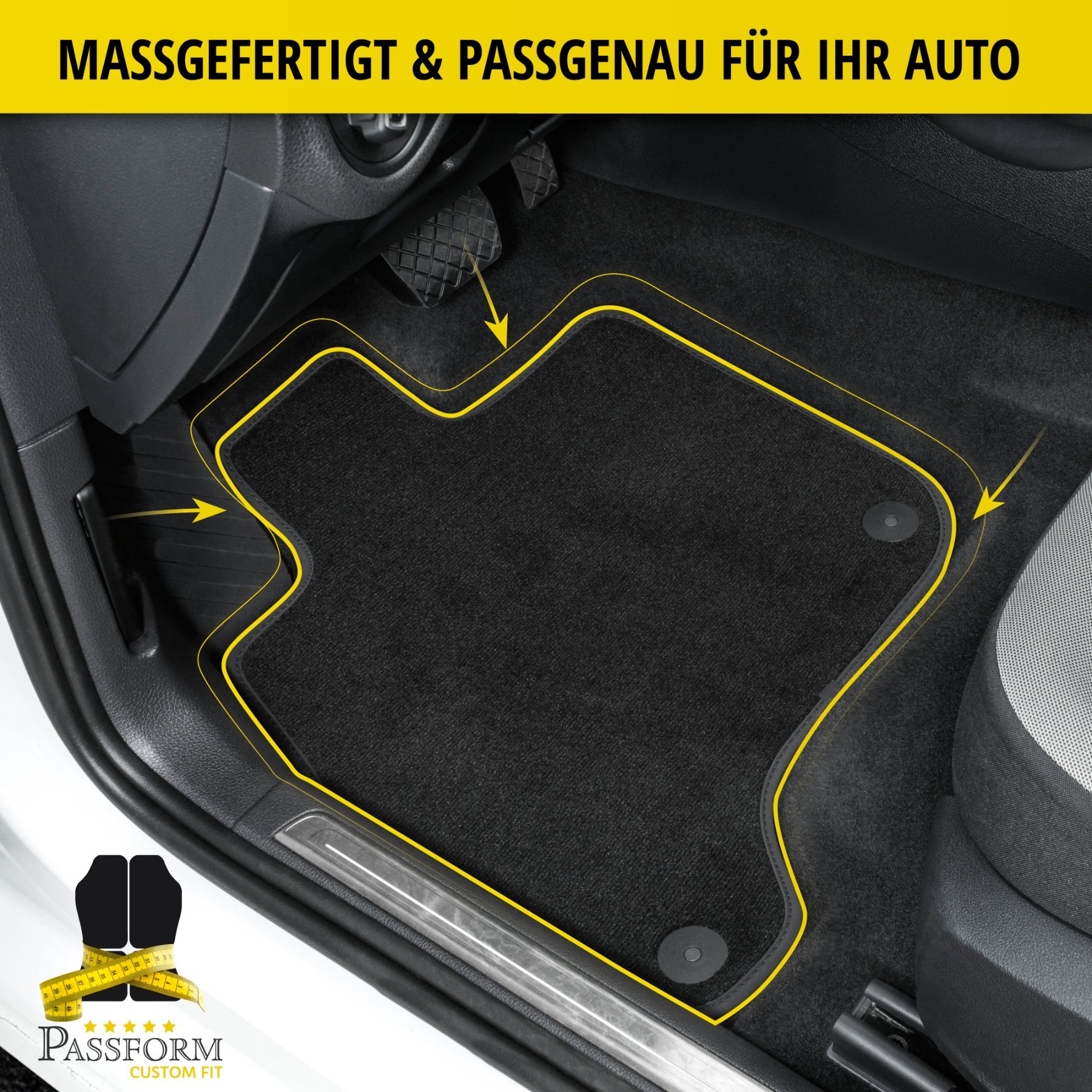 Premium Fußmatten für VW Caddy III 03/2004-05/2015, 2 Schiebetüren