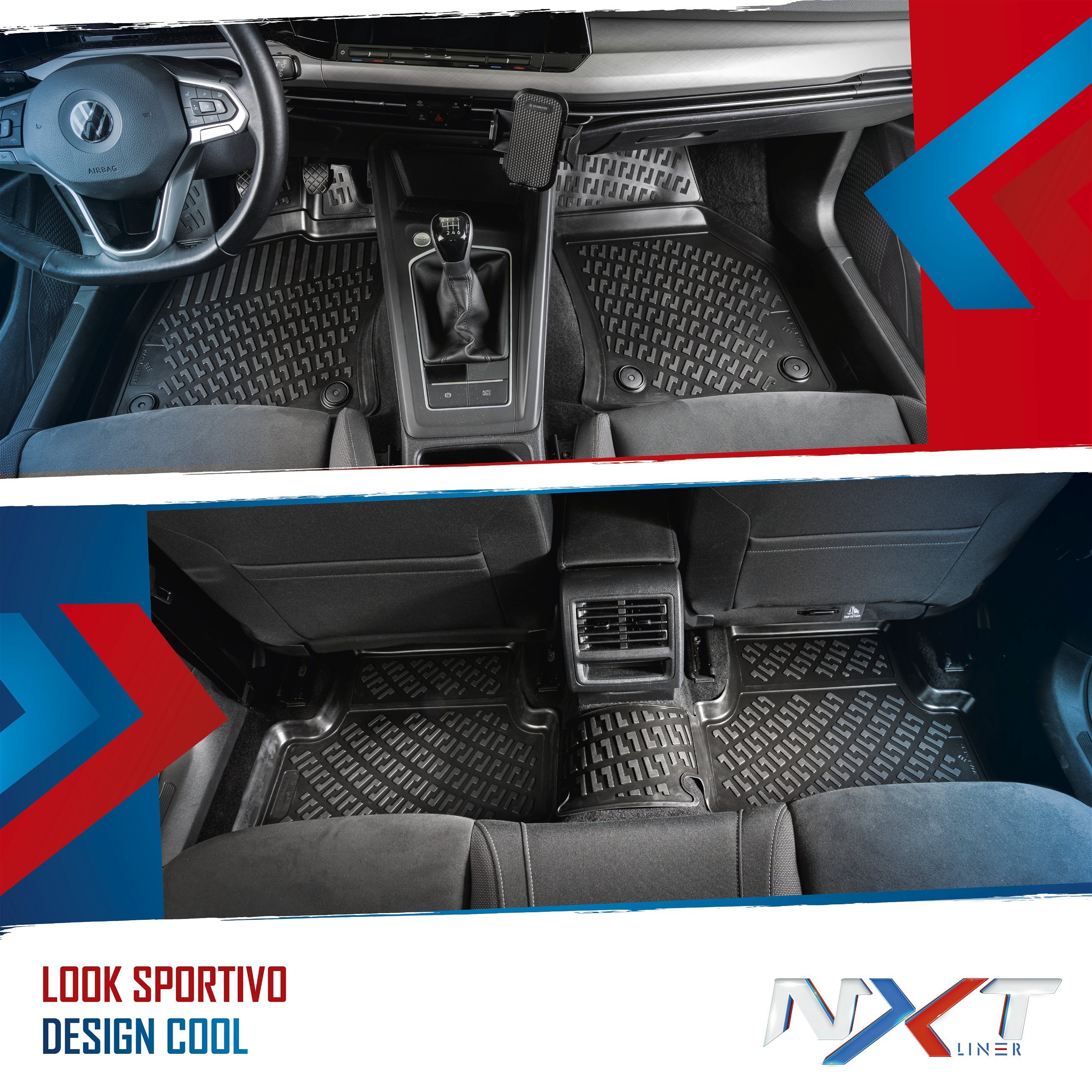 Tappetini in gomma per auto su misura NXT per VW Tiguan (AD, AX1) 01/2016-Oggi