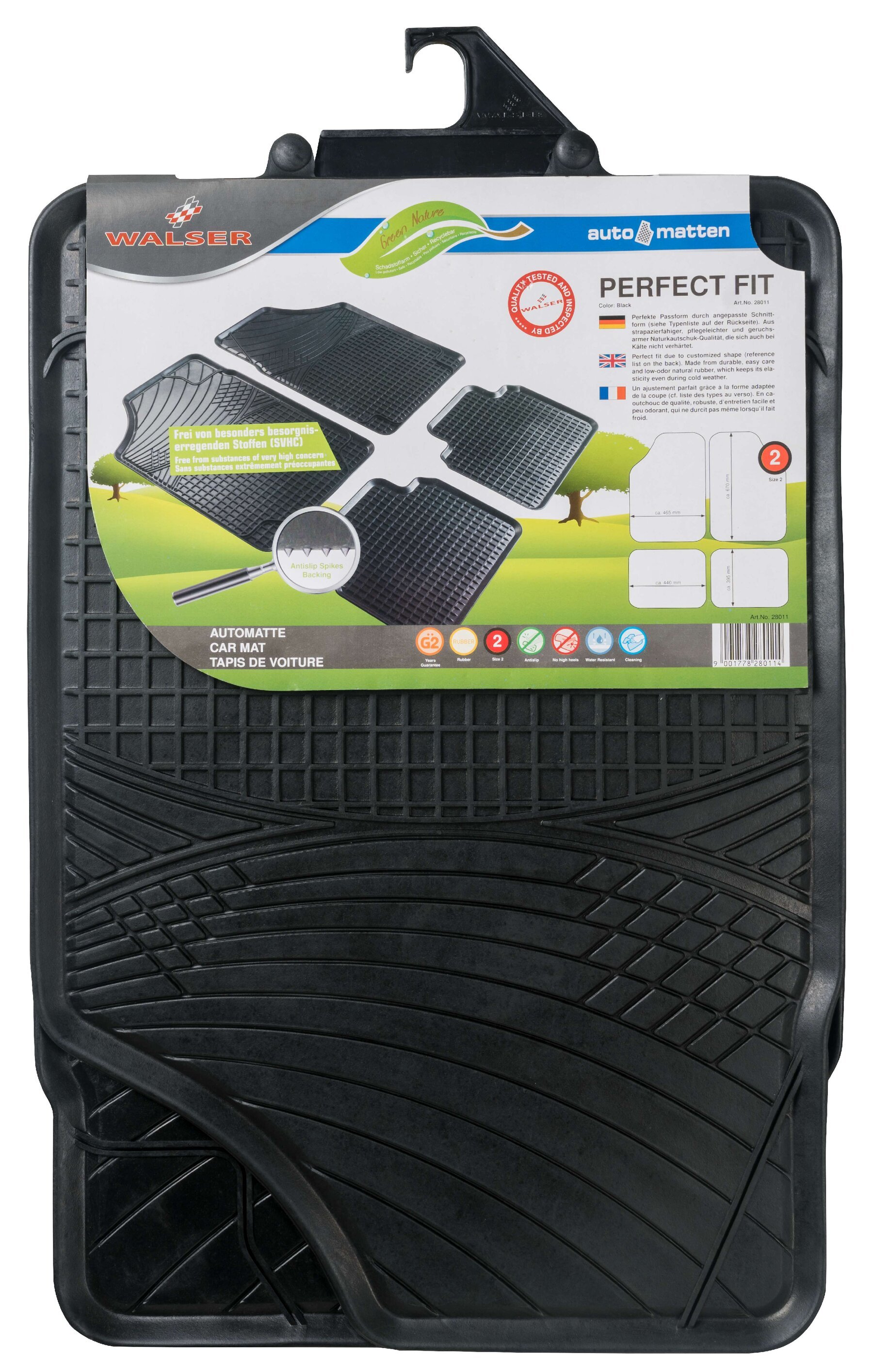 Rubber mats for Perfect Fit cut to size black size 2