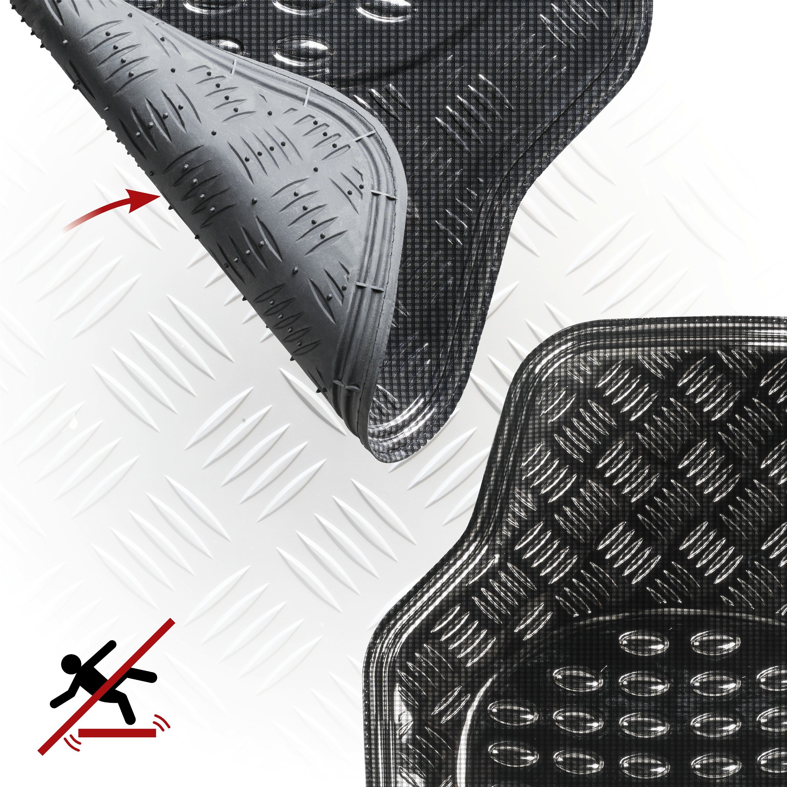 Car Rubber matss metallic checker plate look carbon maxi