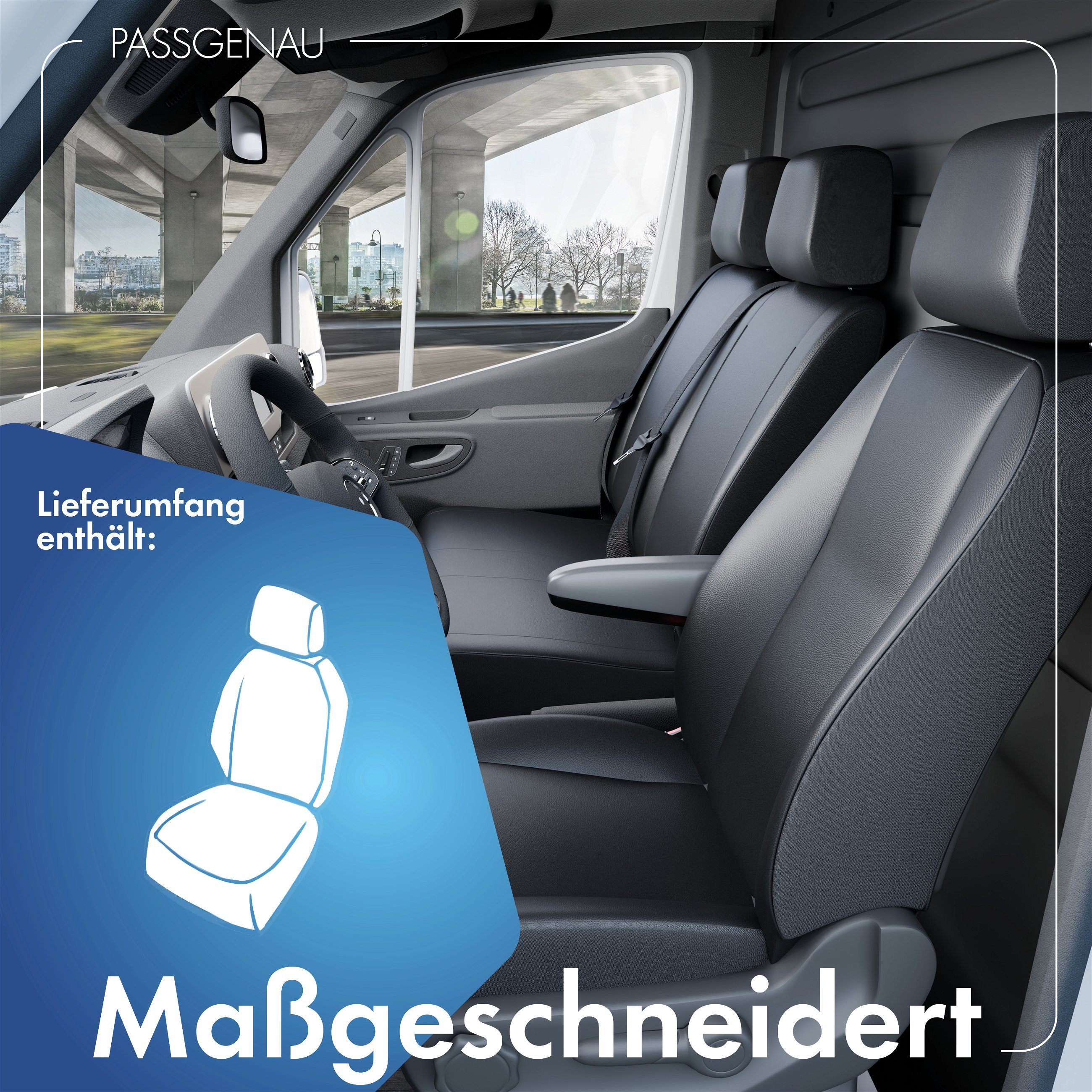 Passform Sitzbezug aus Kunstleder kompatibel mit VW T5, Einzelsitz hinten