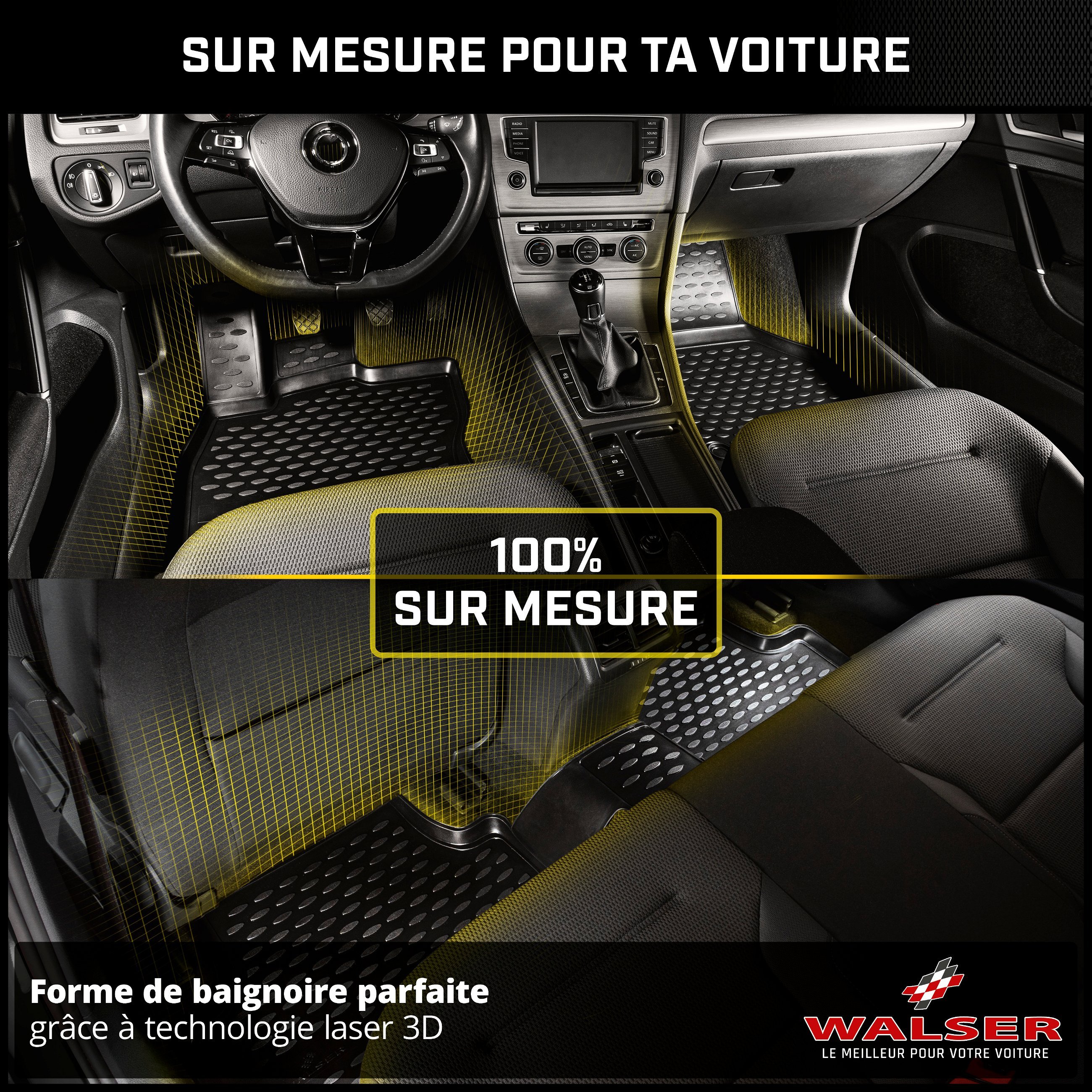 Tapis en caoutchouc XTR pour VW Touareg II 2010 - 2018, sans système de climatisation bi-zone
