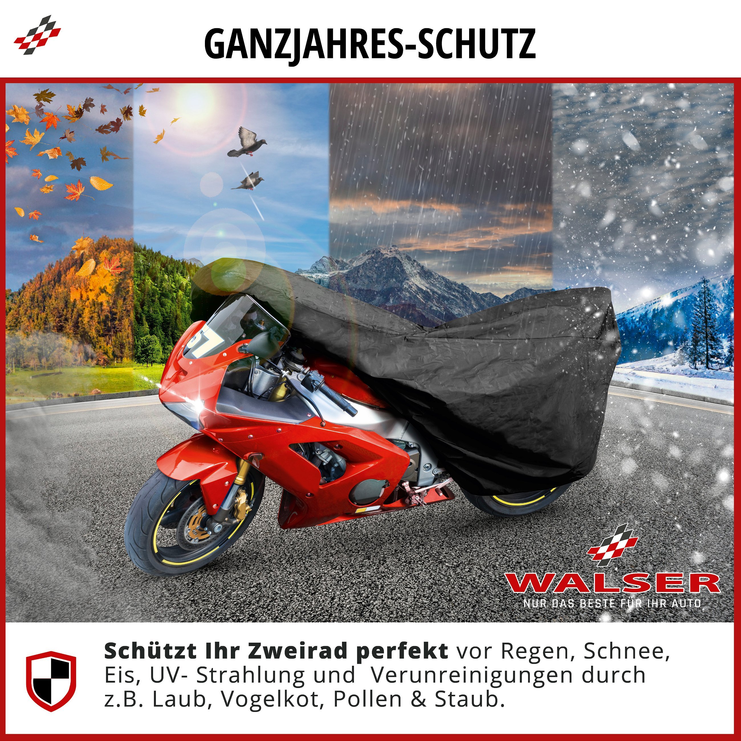 Motorrad Abdeckplane M, Motorrad Abdeckplane aus robustem PVC, Motorrad-Garage wasserdicht - 215x95x120 cm schwarz