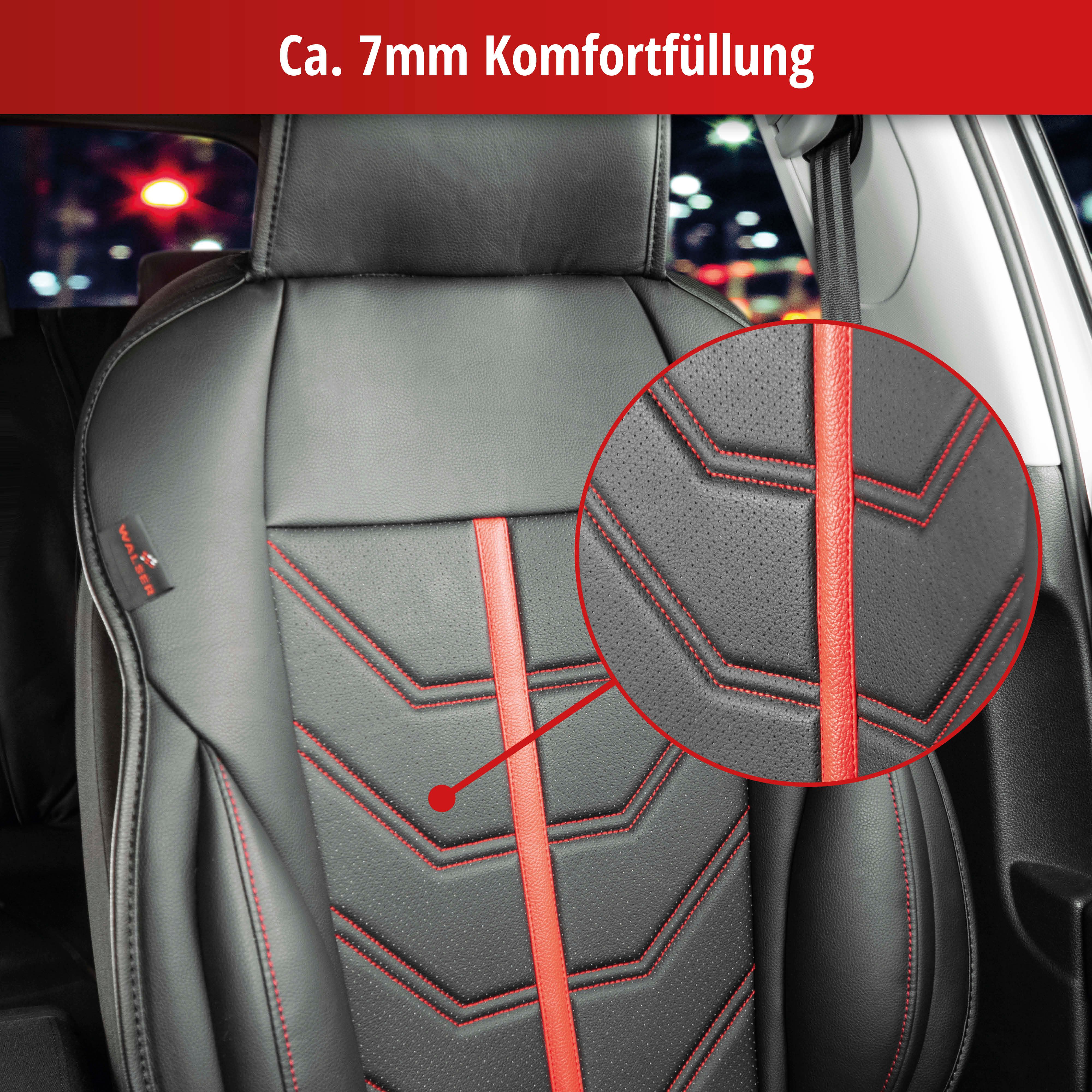 PKW-Sitzauflage Kimi, Auto-Sitzaufleger schwarz/rot